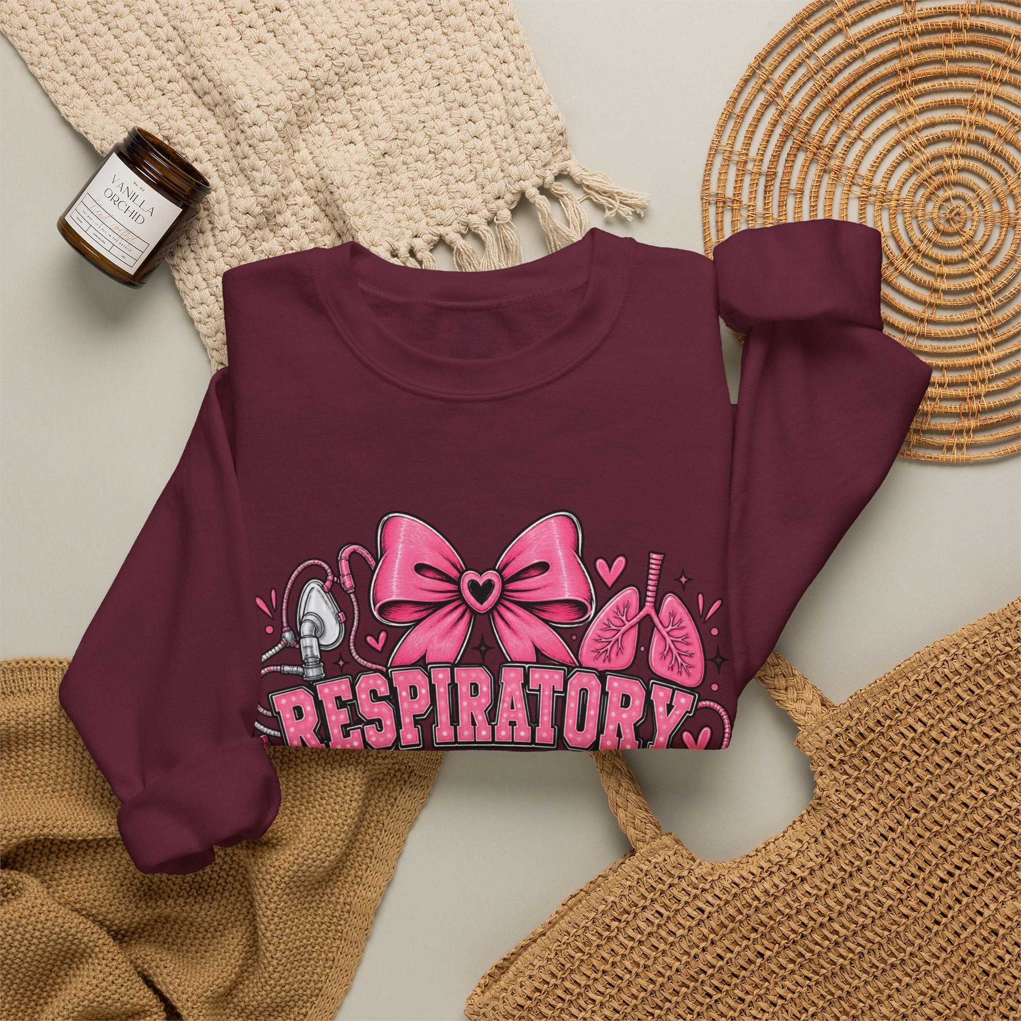 Respiratory Therapist Student Crewneck Sweatshirt — Pink Medical School Gift