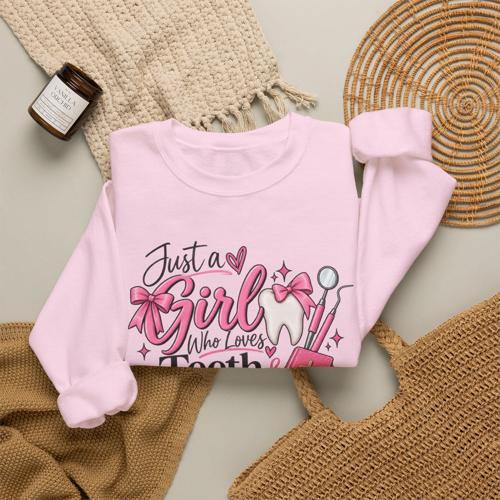 Just a Girl Who Loves Teeth and Jesus Sweatshirt | Dental Christian Design