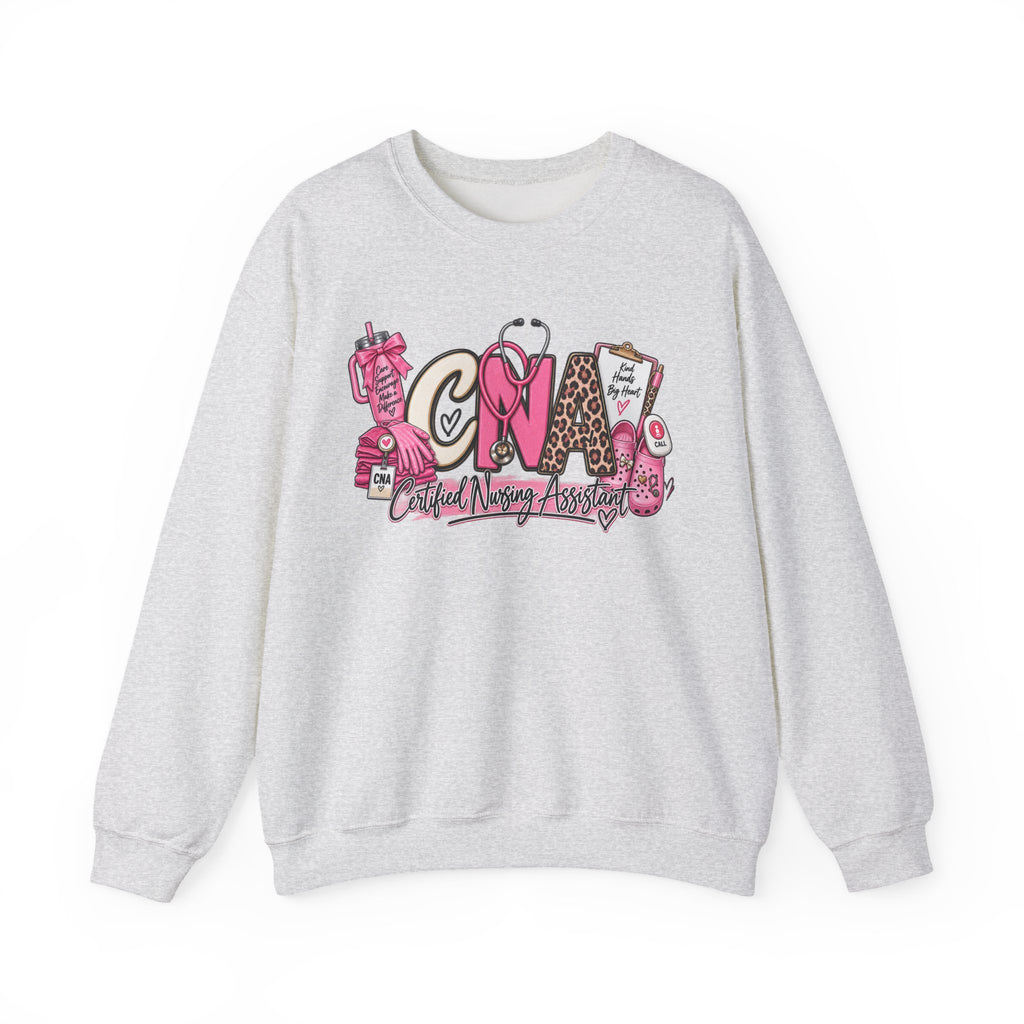 CNA Crewneck Sweatshirt – Cute Pink Certified Nursing Assistant Design