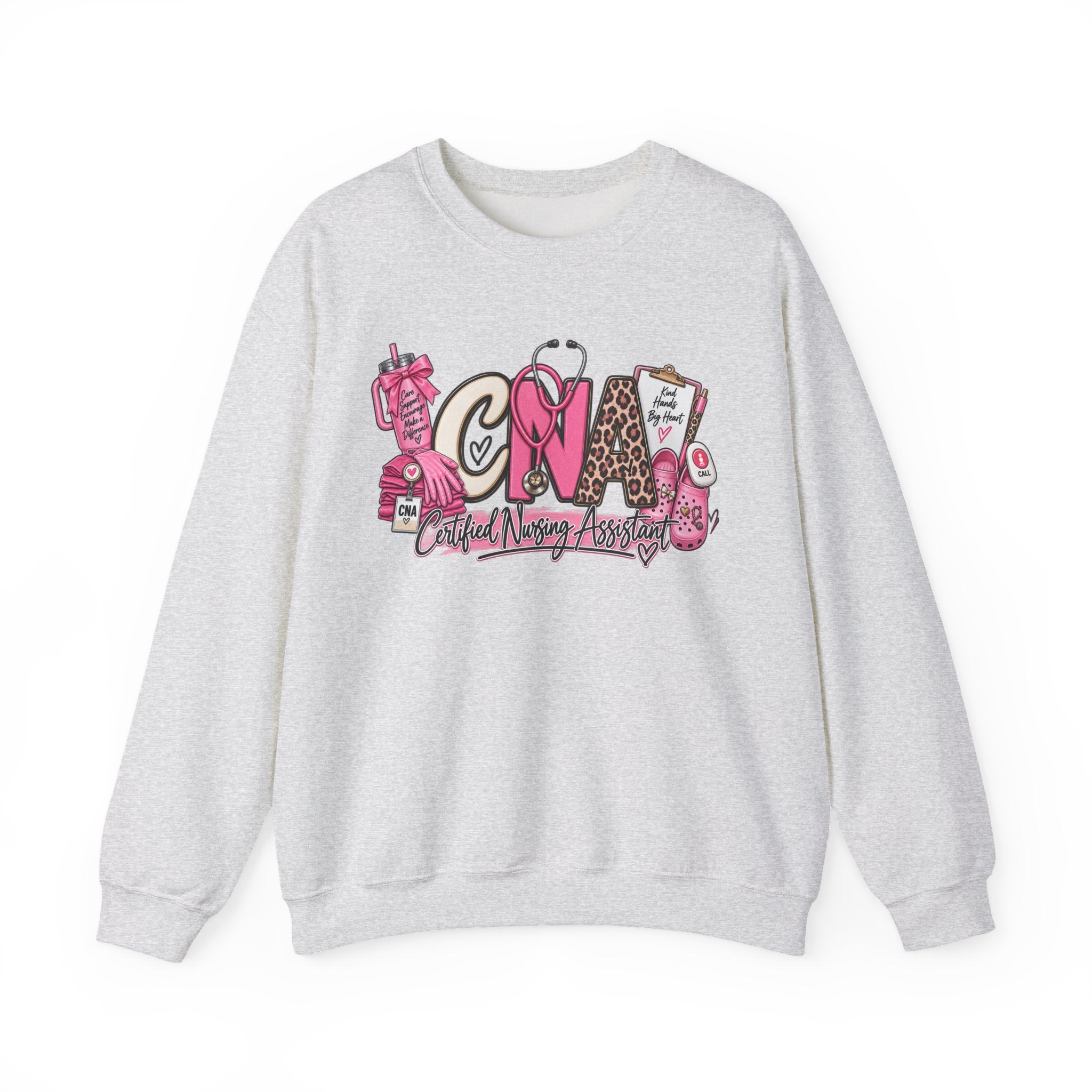 CNA Crewneck Sweatshirt – Cute Pink Certified Nursing Assistant Design