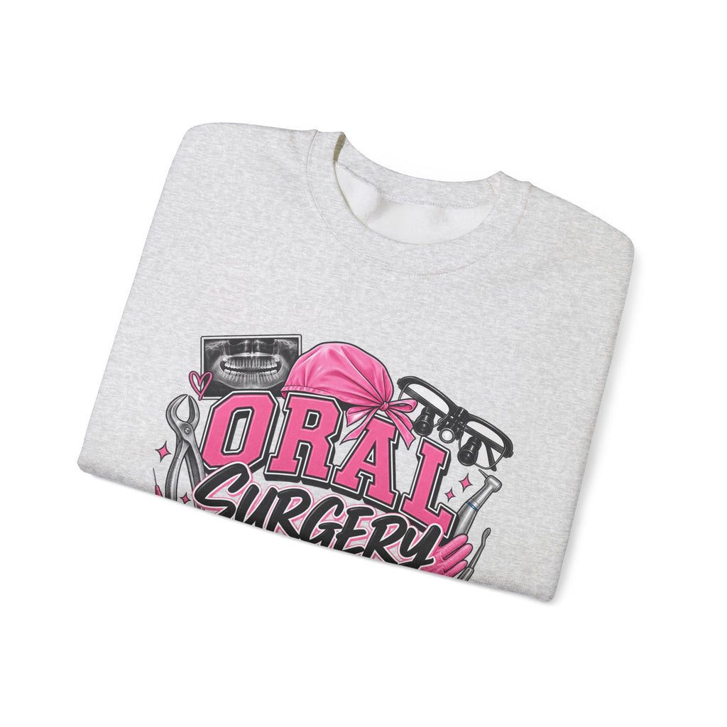 Oral Surgery Dental Assistant Crewneck Sweatshirt — Pink Dental Team Pullover