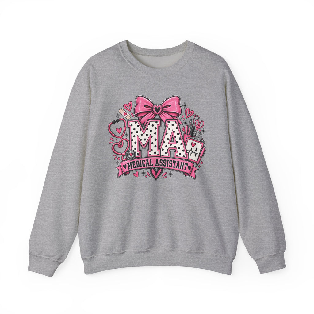 Medical Assistant Crewneck Sweatshirt — Cute Pink MA Design