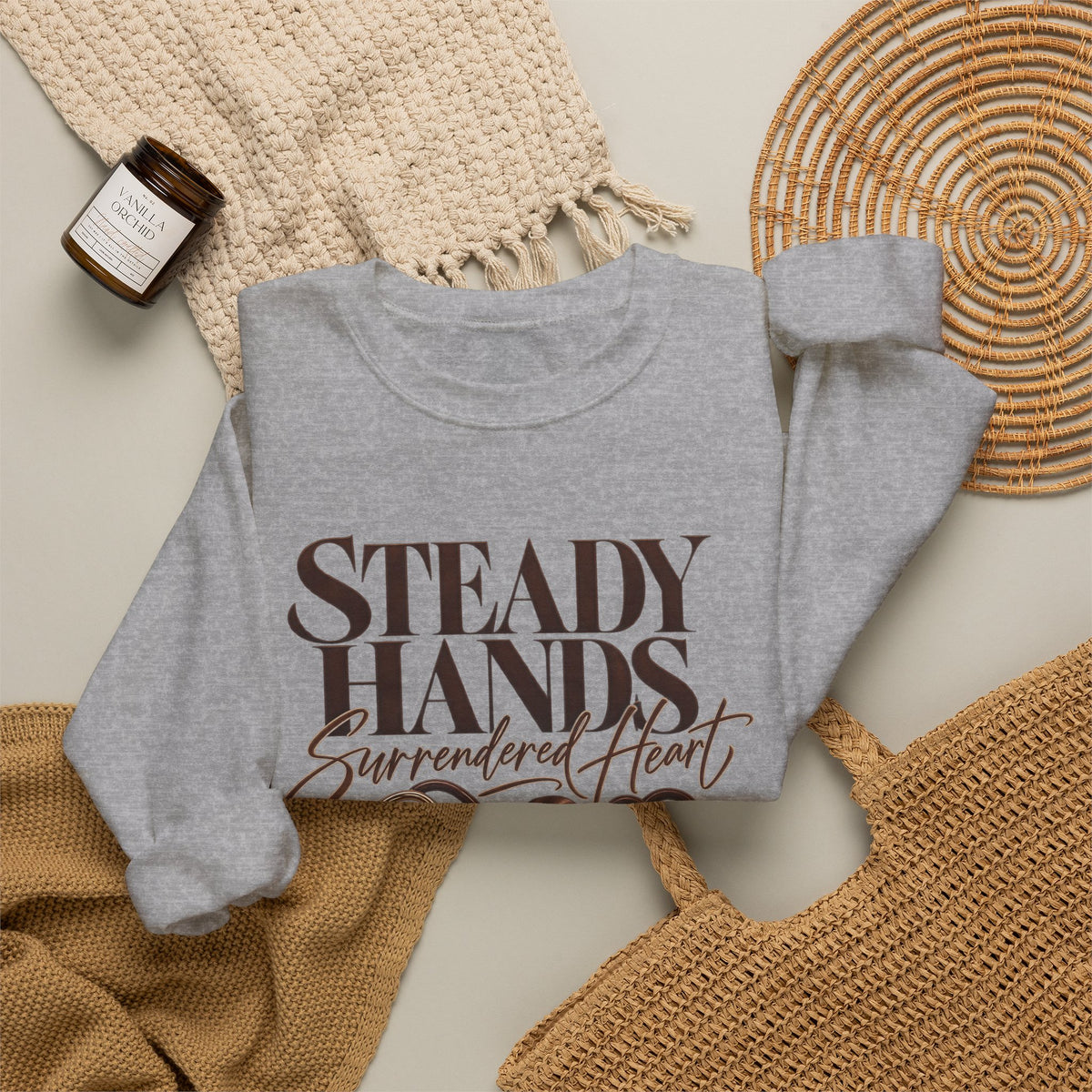 "Steady Hands, Surrendered Heart" Vintage Floral Graphic