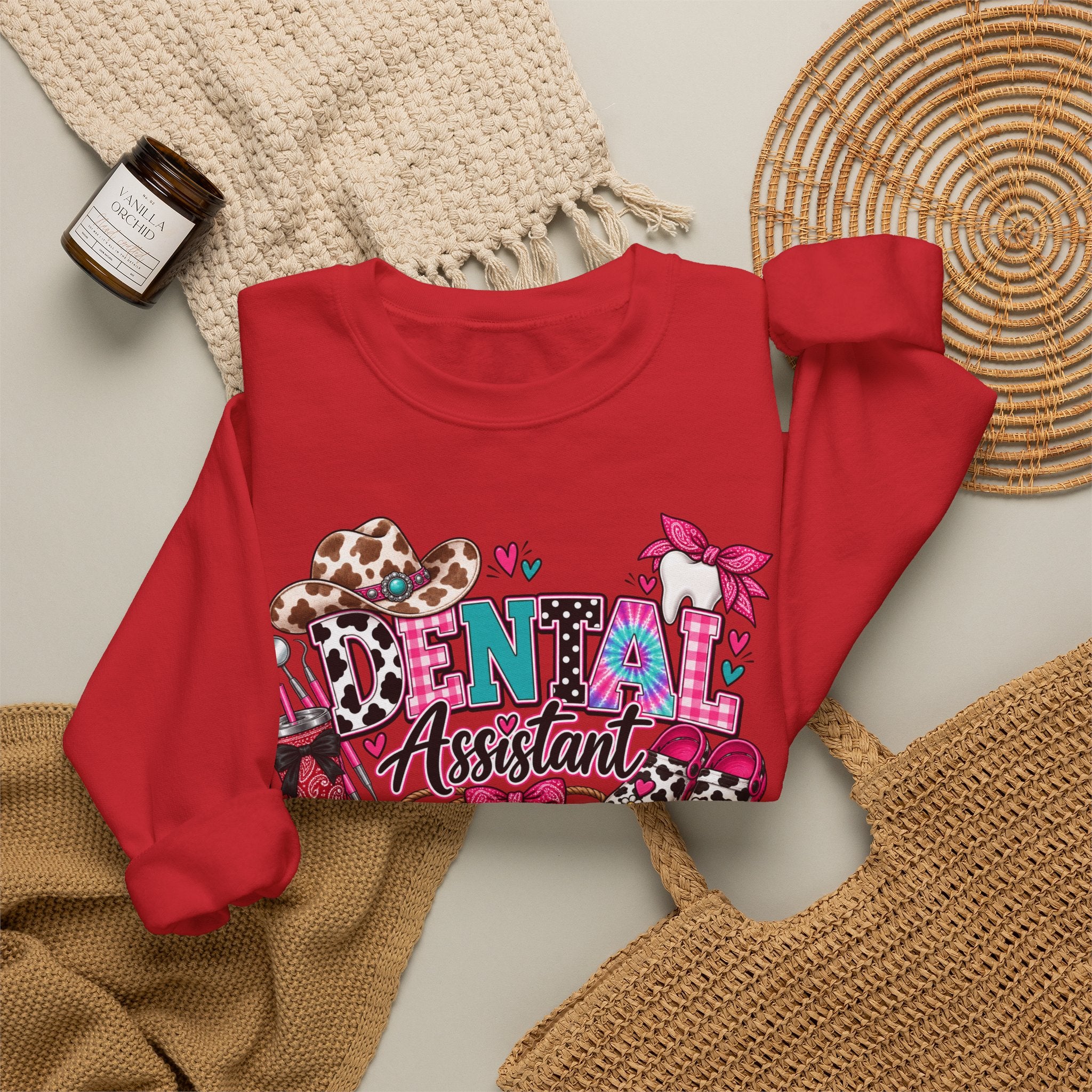 Southern Belle DA Sweatshirt — Cute Leopard & Floral Dental Design