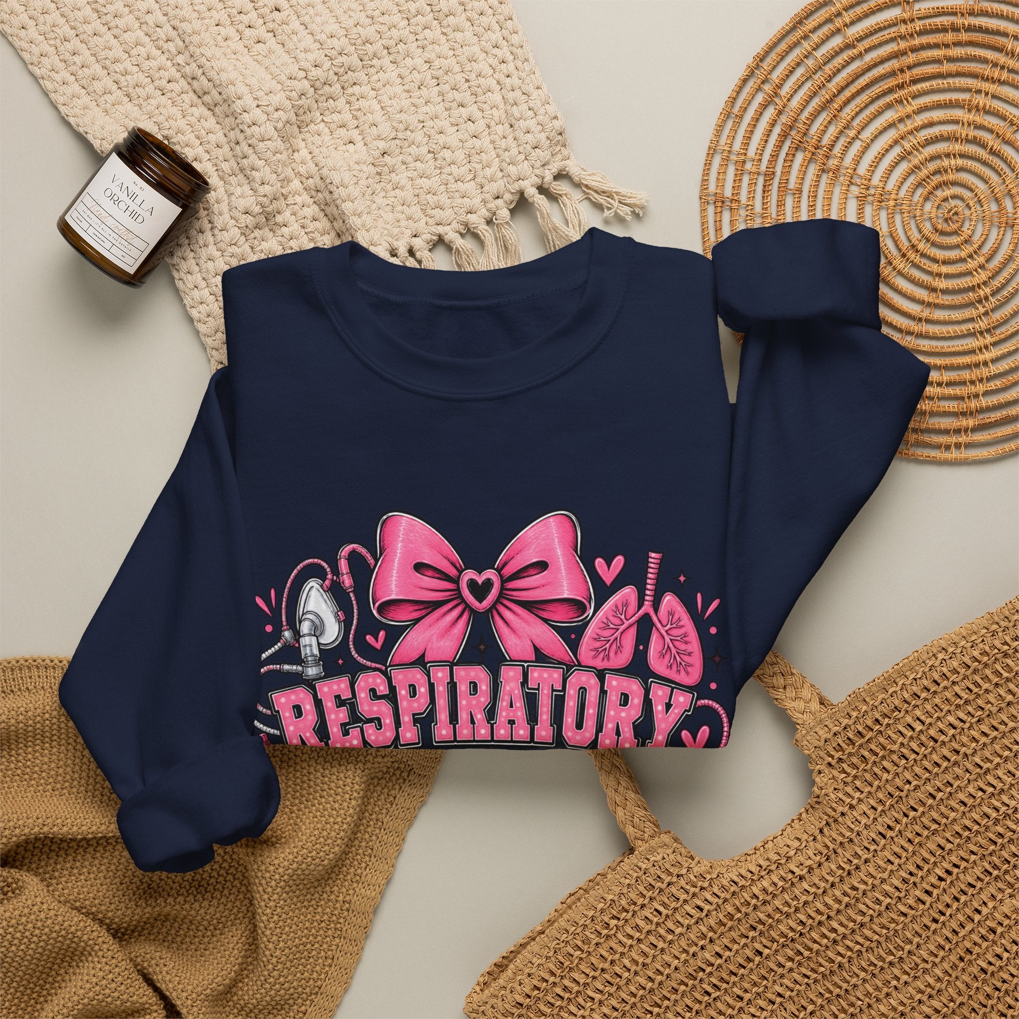 Respiratory Therapist Student Crewneck Sweatshirt — Pink Medical School Gift