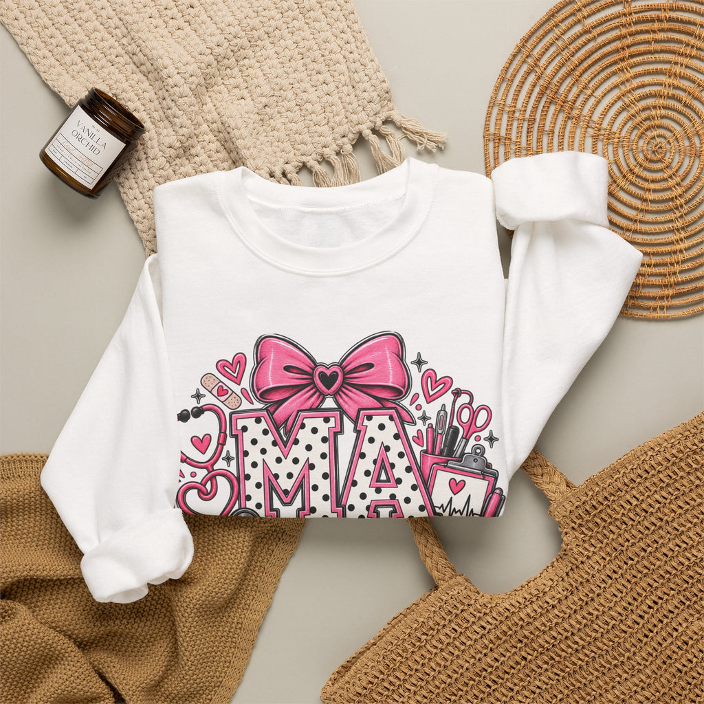 Medical Assistant Crewneck Sweatshirt — Cute Pink MA Design