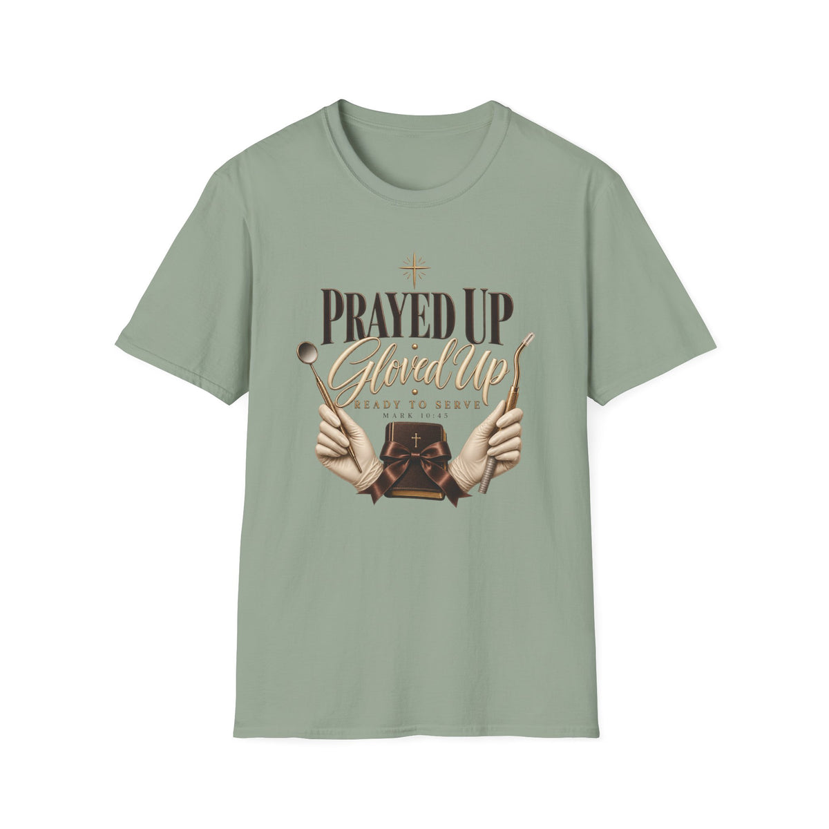 Prayed Up Gloved Up “Ready to Serve” Christian Graphic Tee