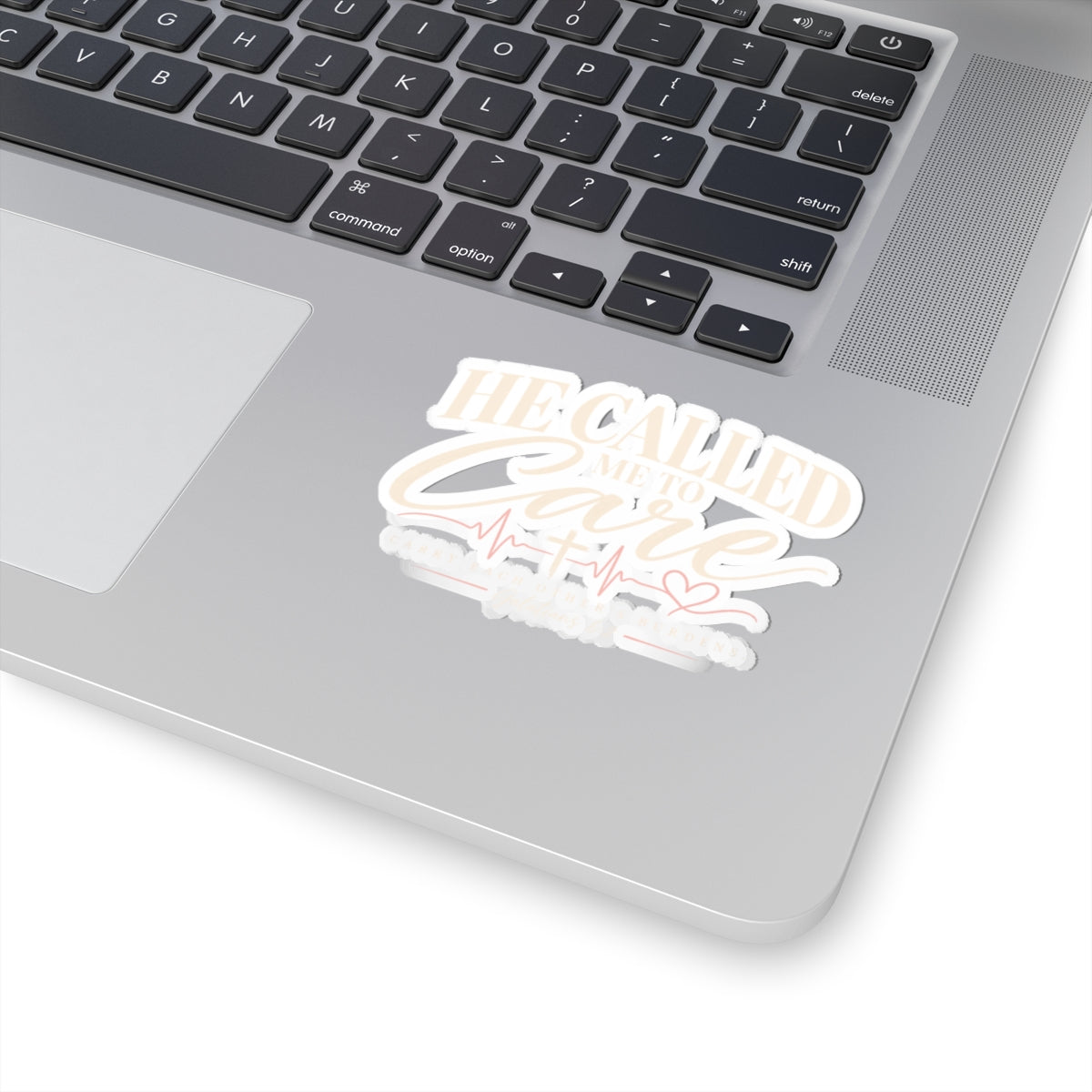 Sticker — "He Called Me to Care" Faith Nurse Heartbeat Kiss-Cut Sticker