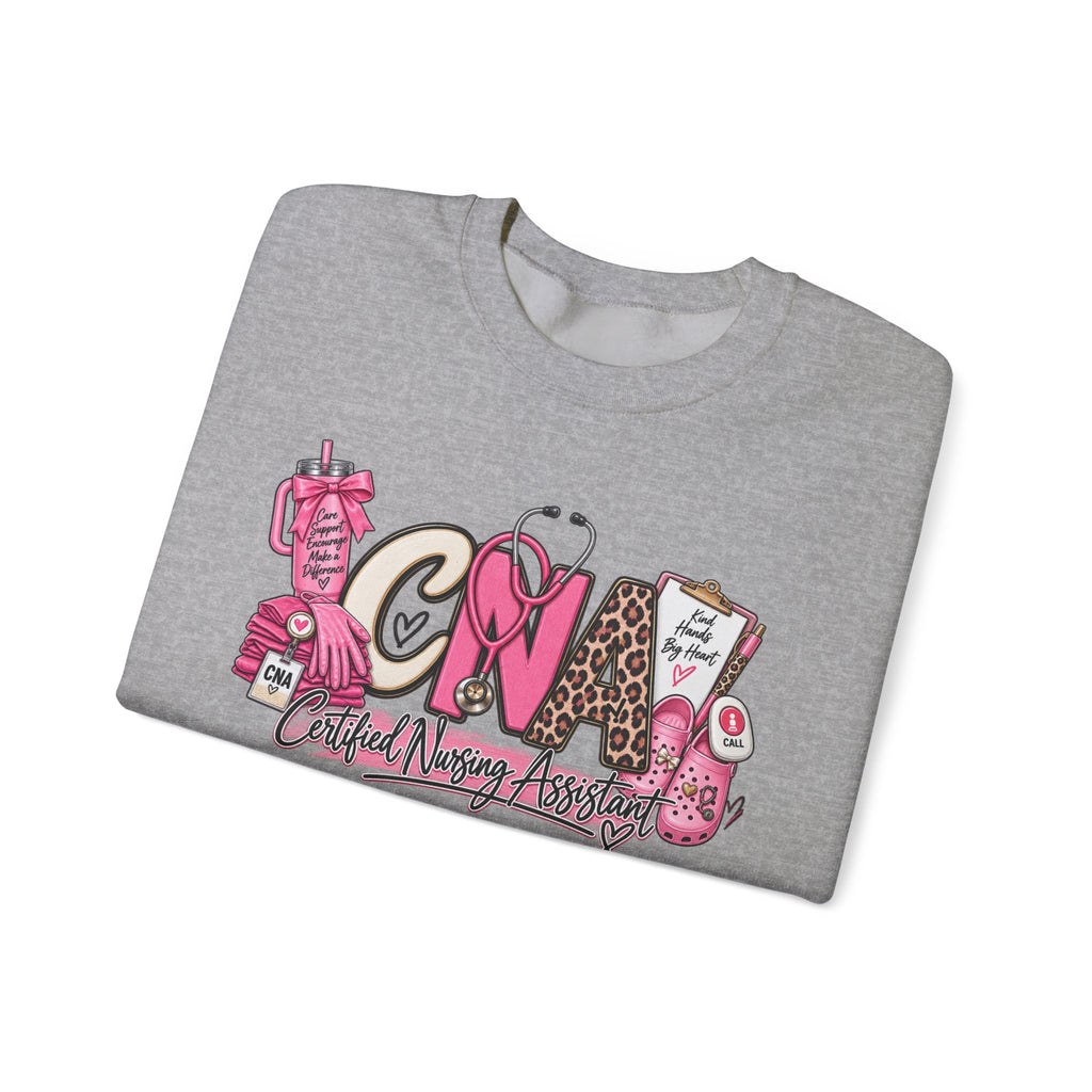 CNA Crewneck Sweatshirt – Cute Pink Certified Nursing Assistant Design