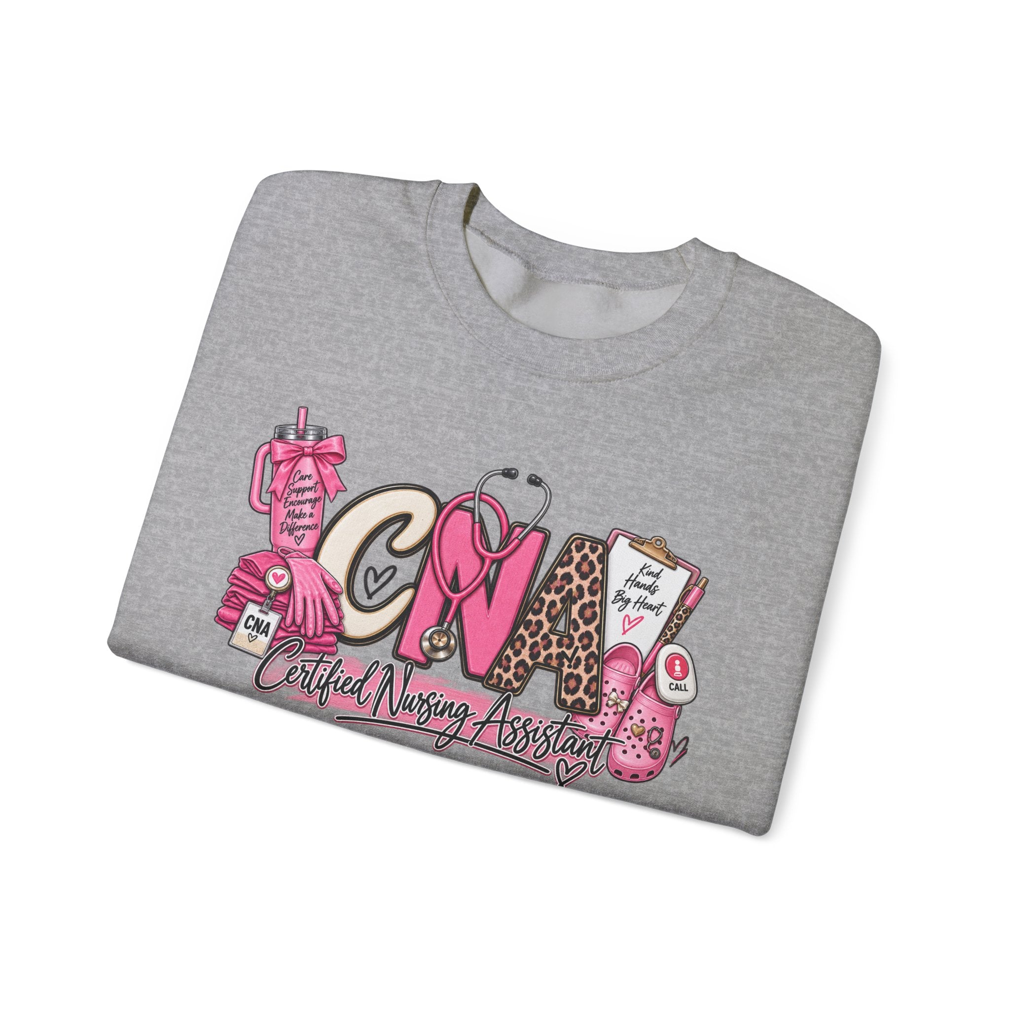 CNA Crewneck Sweatshirt – Cute Pink Certified Nursing Assistant Design