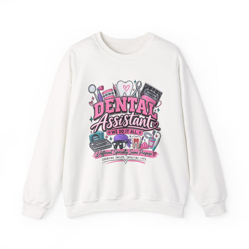 Dental Assistant Crewneck Sweatshirt — Cute Pink Medical Tools Design