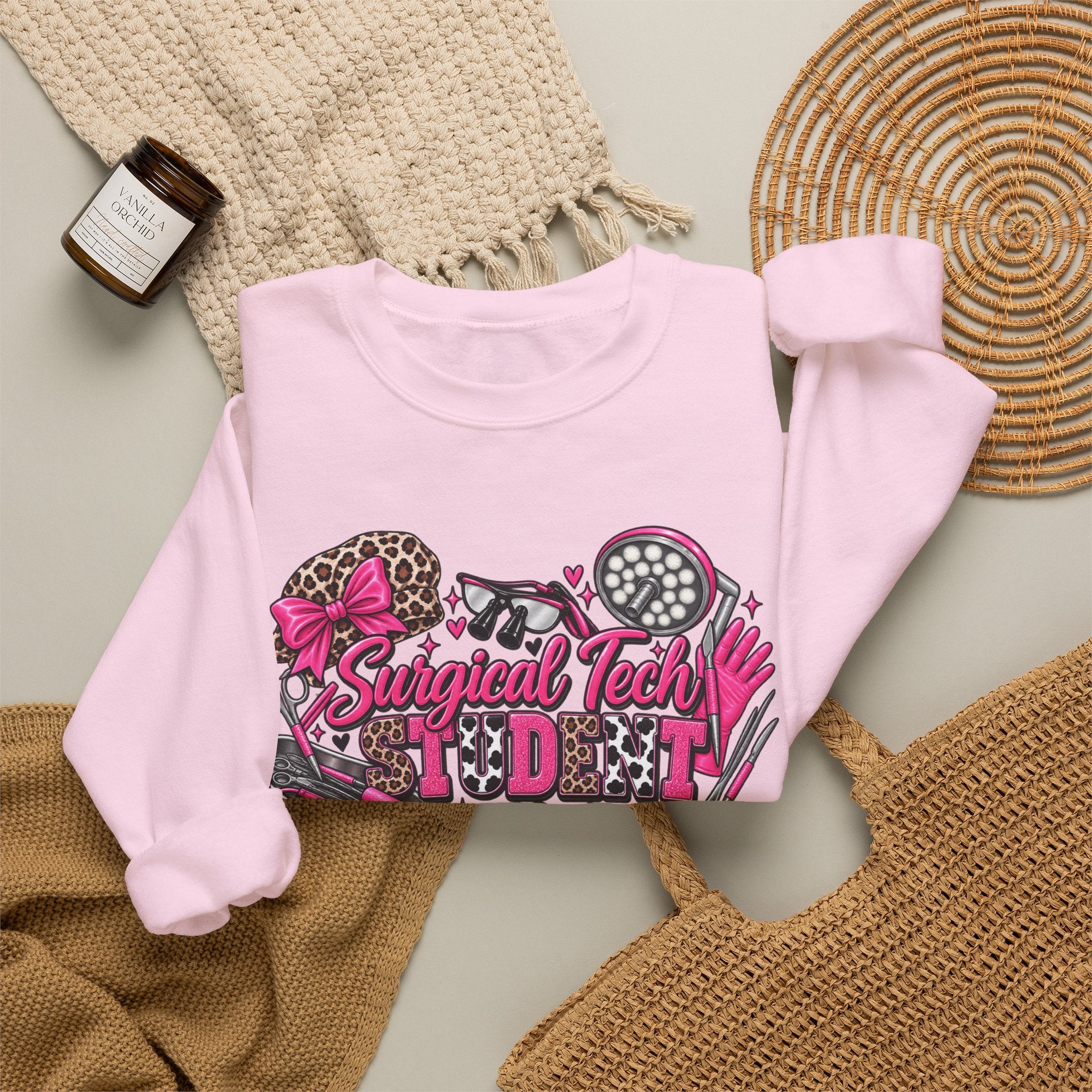Surgical Tech Student cheetah Crewneck Sweatshirt
