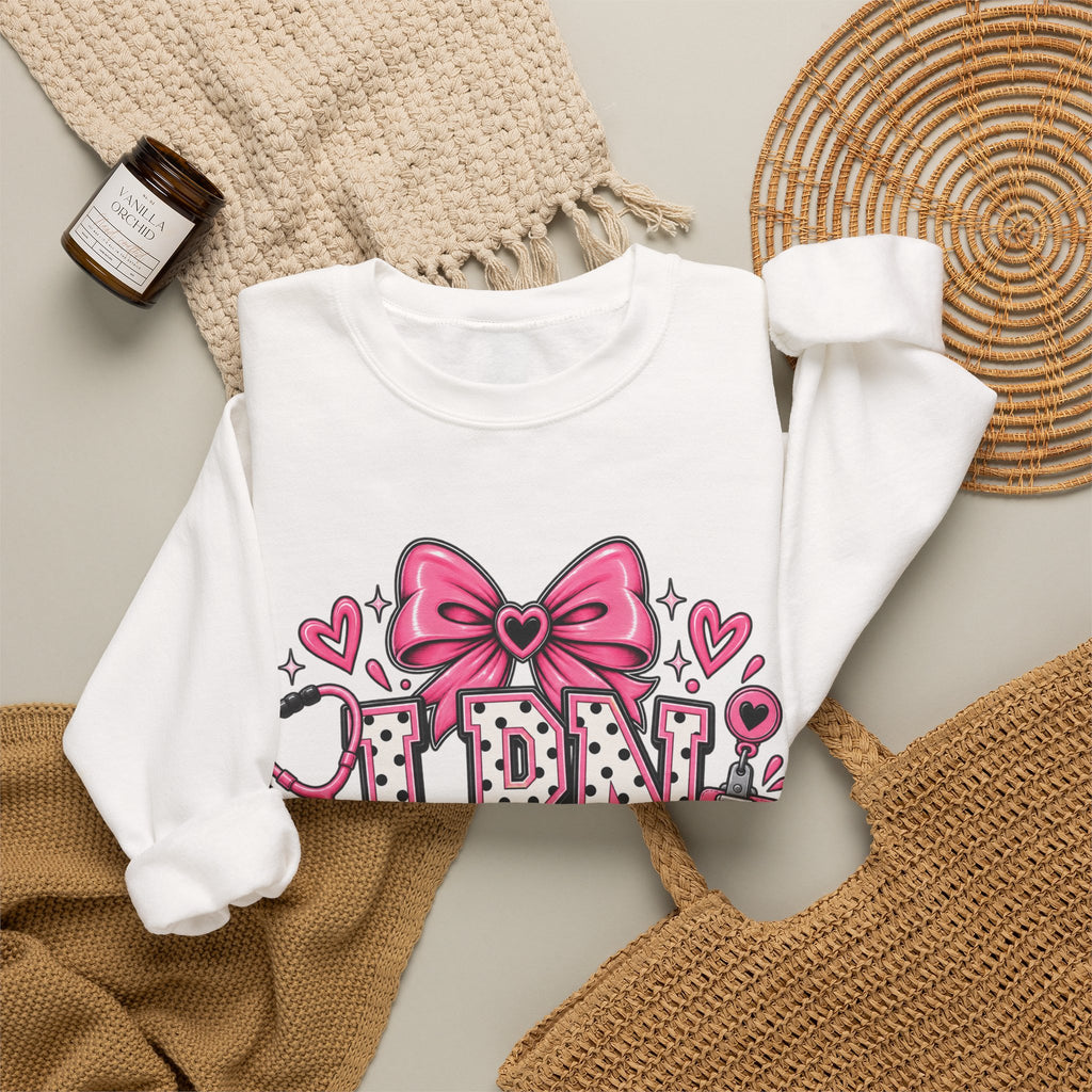 LPN Licensed Practical Nurse Pink Bow Crewneck Sweatshirt