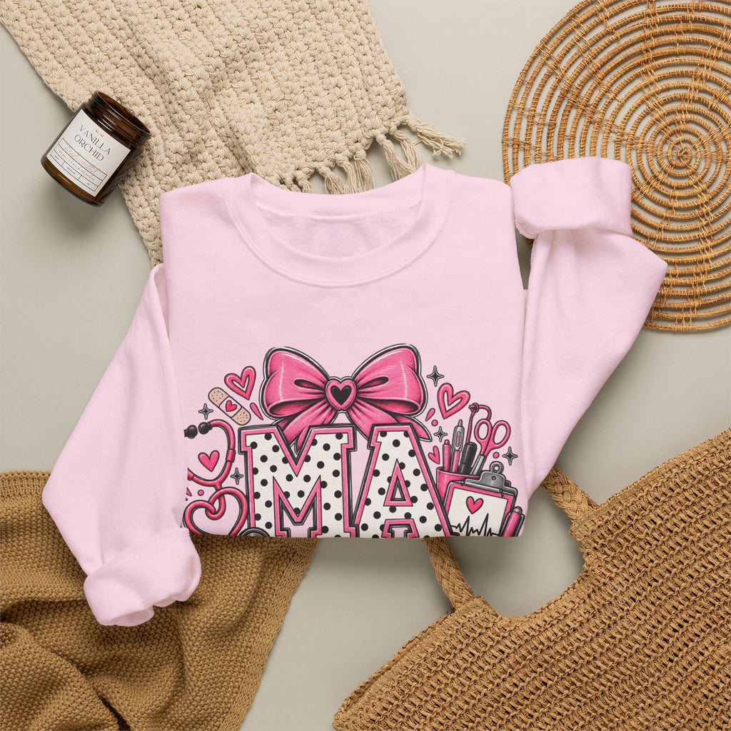 Medical Assistant Crewneck Sweatshirt — Cute Pink MA Design