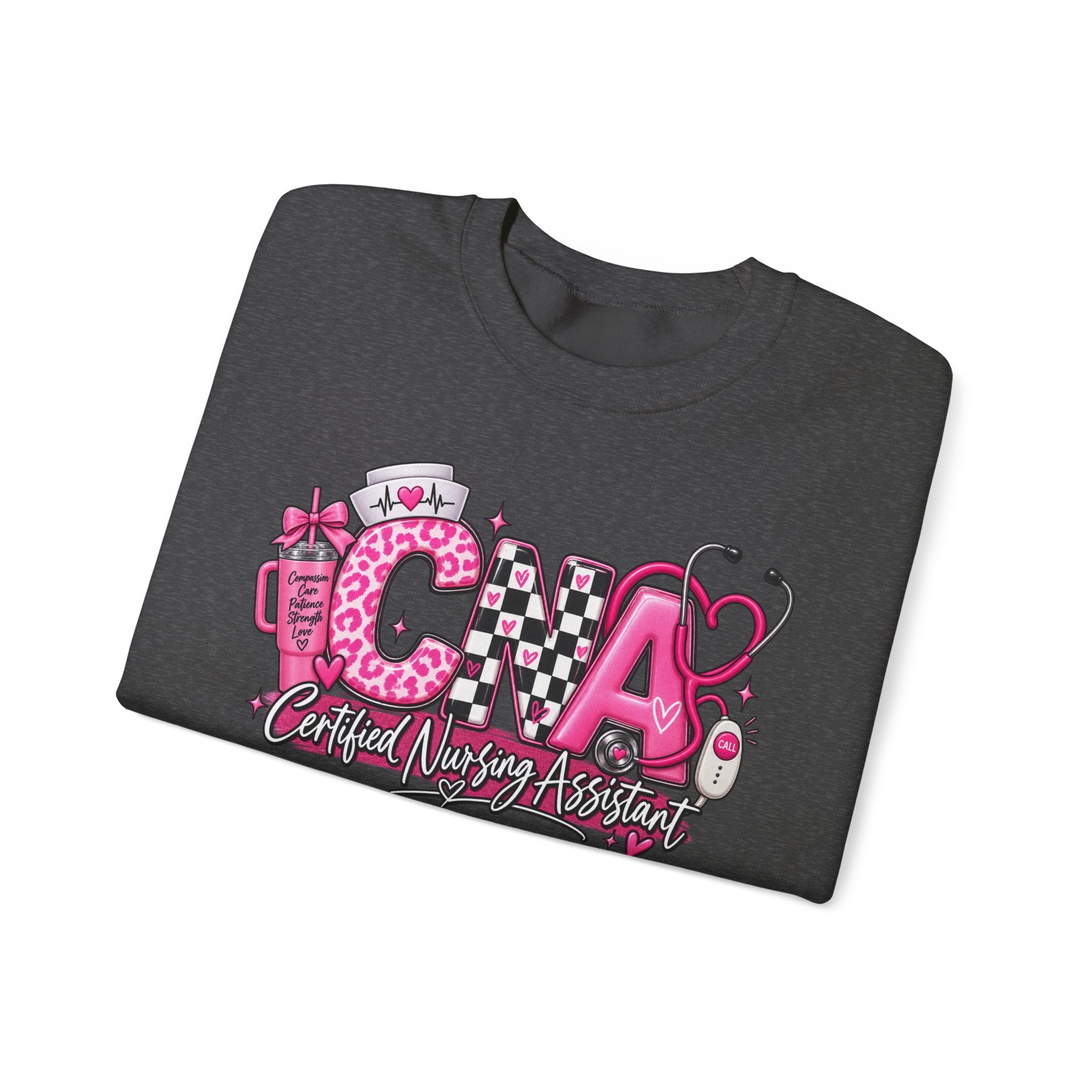 CNA Crewneck Sweatshirt – Pink Nursing Assistant Graphic Pullover