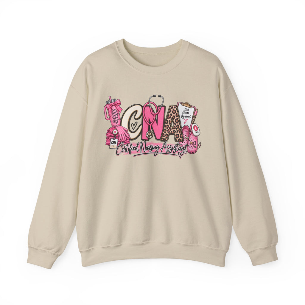 CNA Crewneck Sweatshirt – Cute Pink Certified Nursing Assistant Design