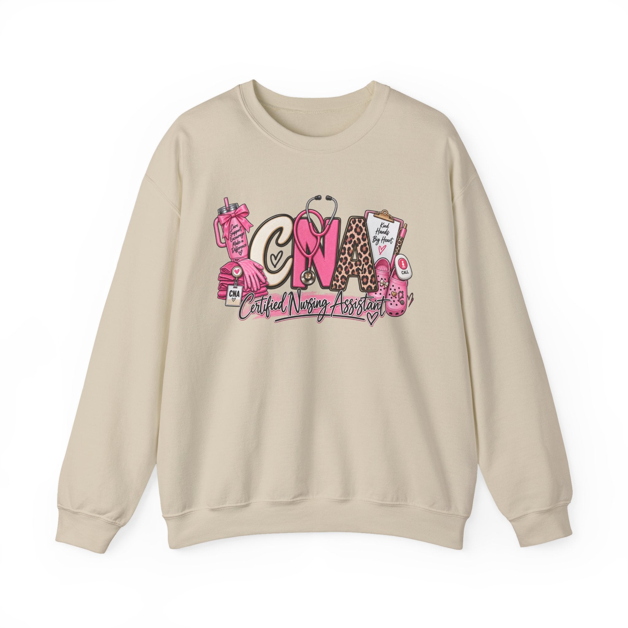 CNA Crewneck Sweatshirt – Cute Pink Certified Nursing Assistant Design