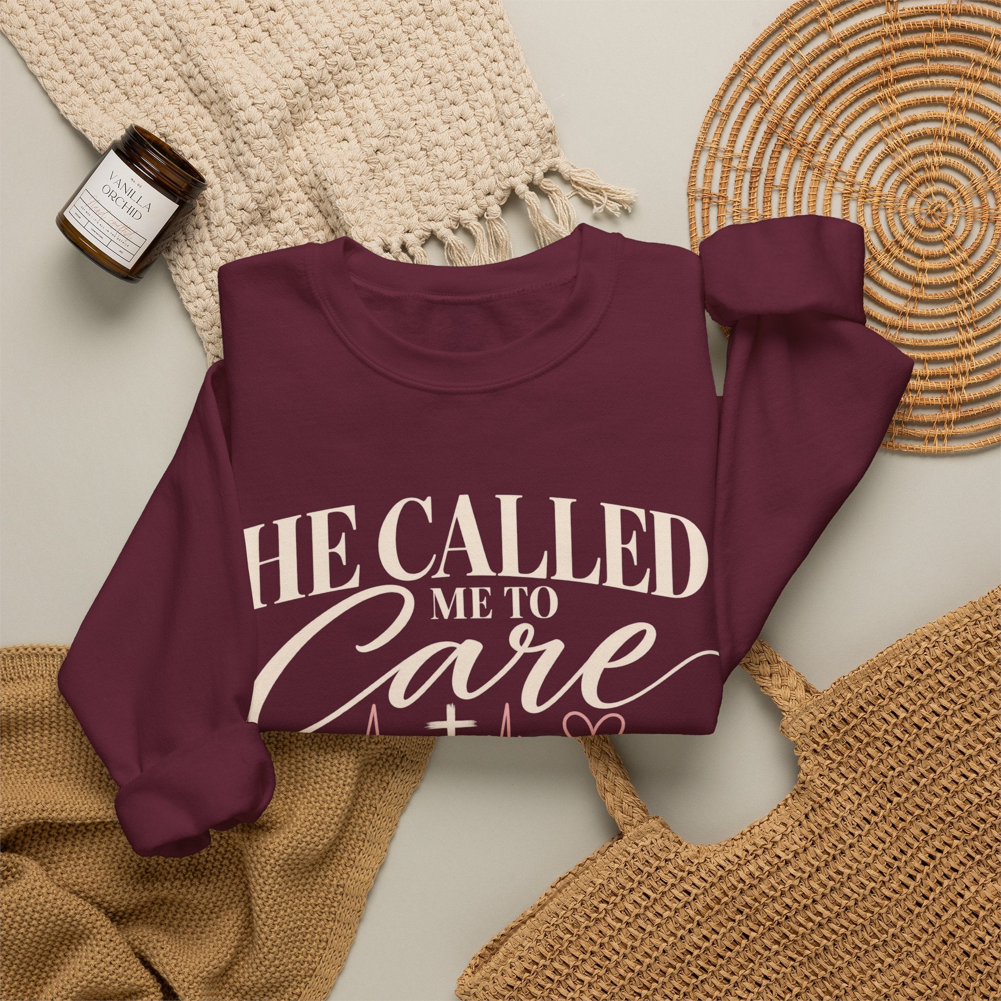 He Called Me to Care Sweatshirt — Christian Nurse Healthcare Crewneck