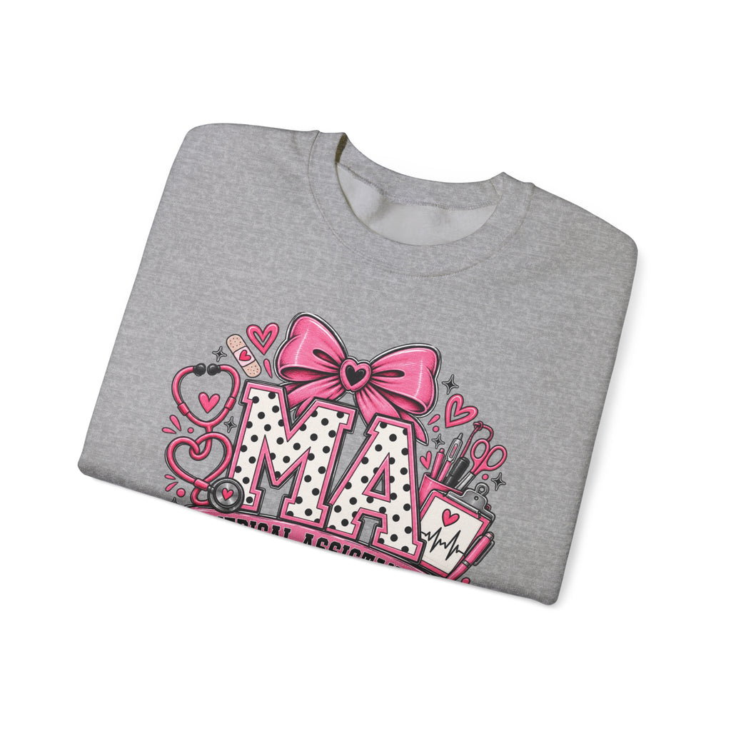 Medical Assistant Crewneck Sweatshirt — Cute Pink MA Design