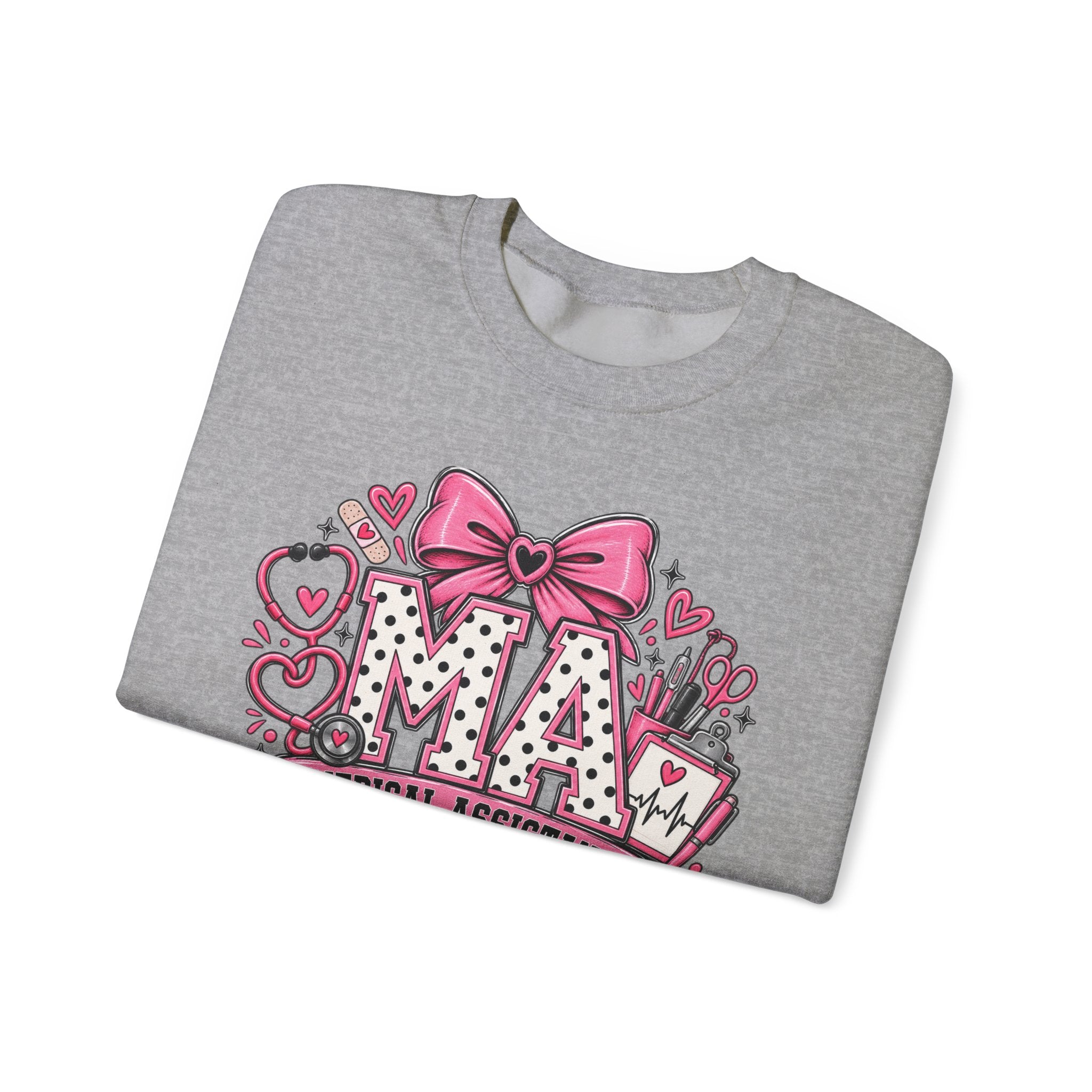 Medical Assistant Crewneck Sweatshirt — Cute Pink MA Design
