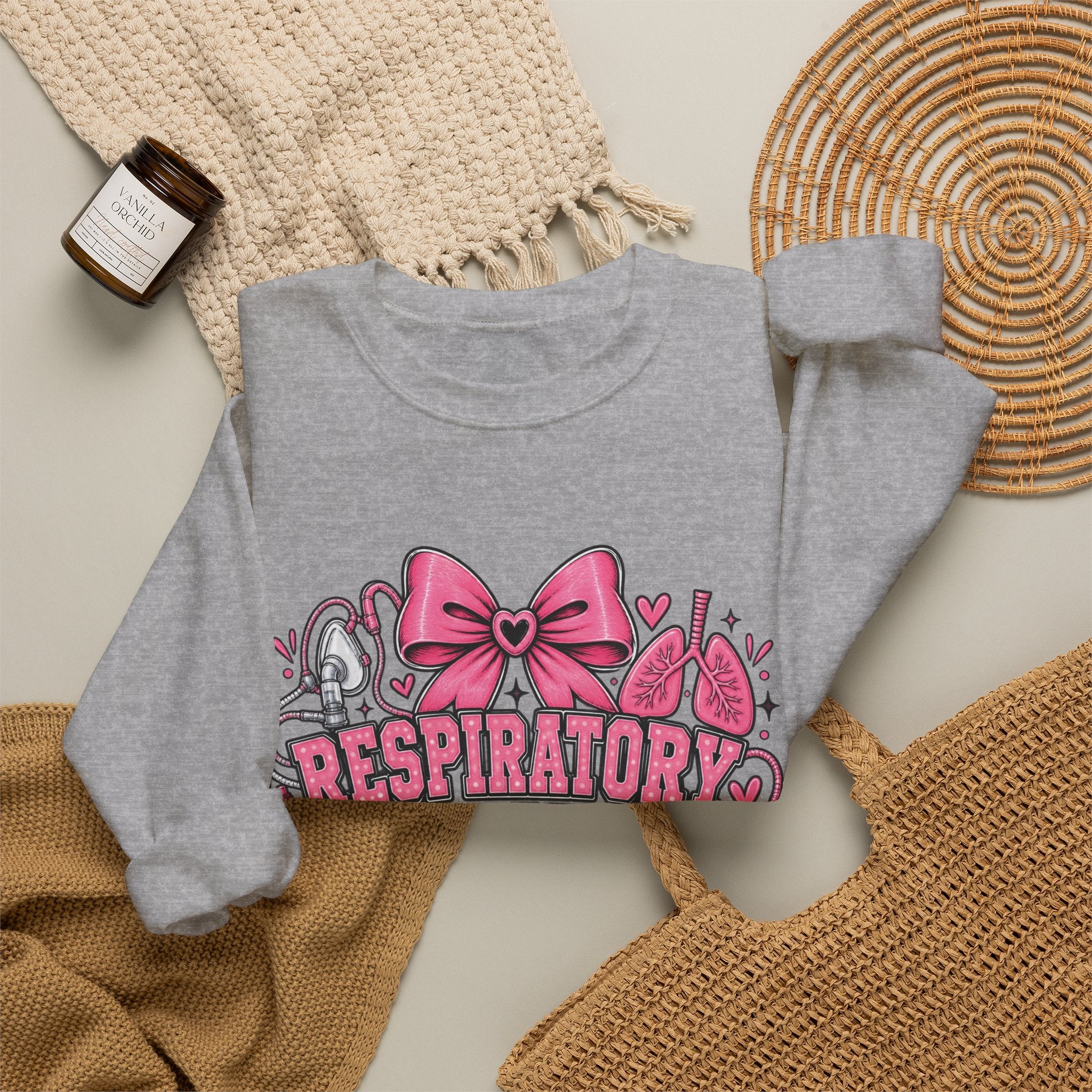 Respiratory Therapist Student Crewneck Sweatshirt — Pink Medical School Gift