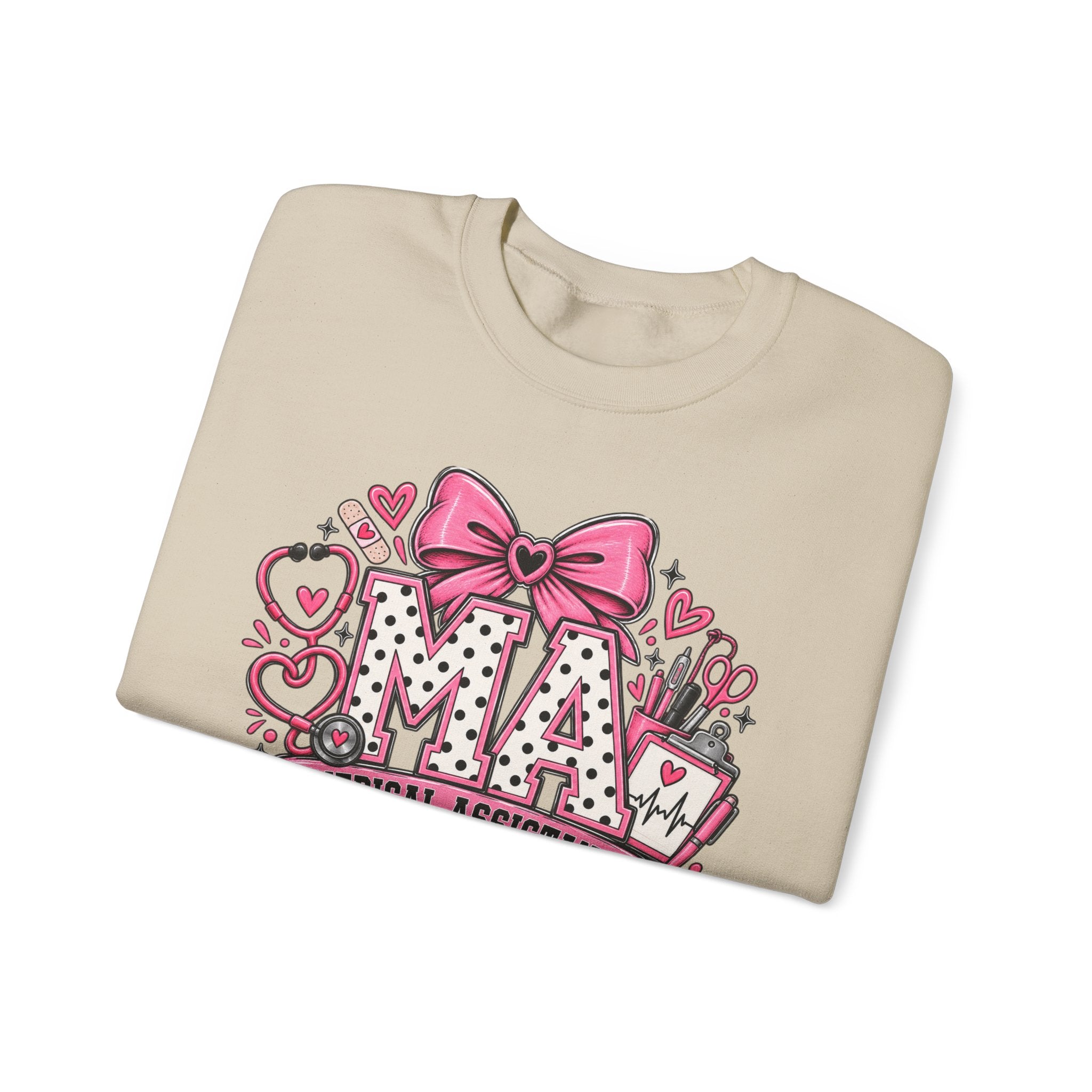 Medical Assistant Crewneck Sweatshirt — Cute Pink MA Design
