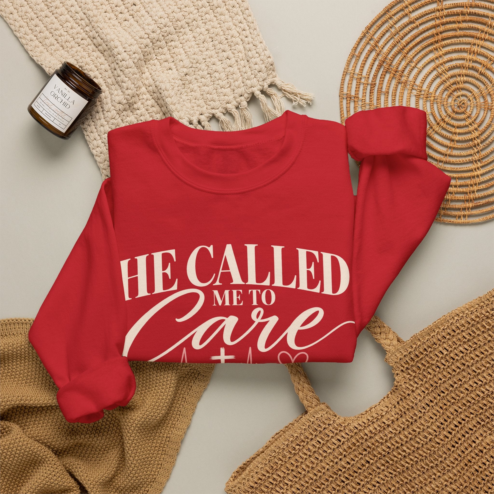 He Called Me to Care Sweatshirt — Christian Nurse Healthcare Crewneck