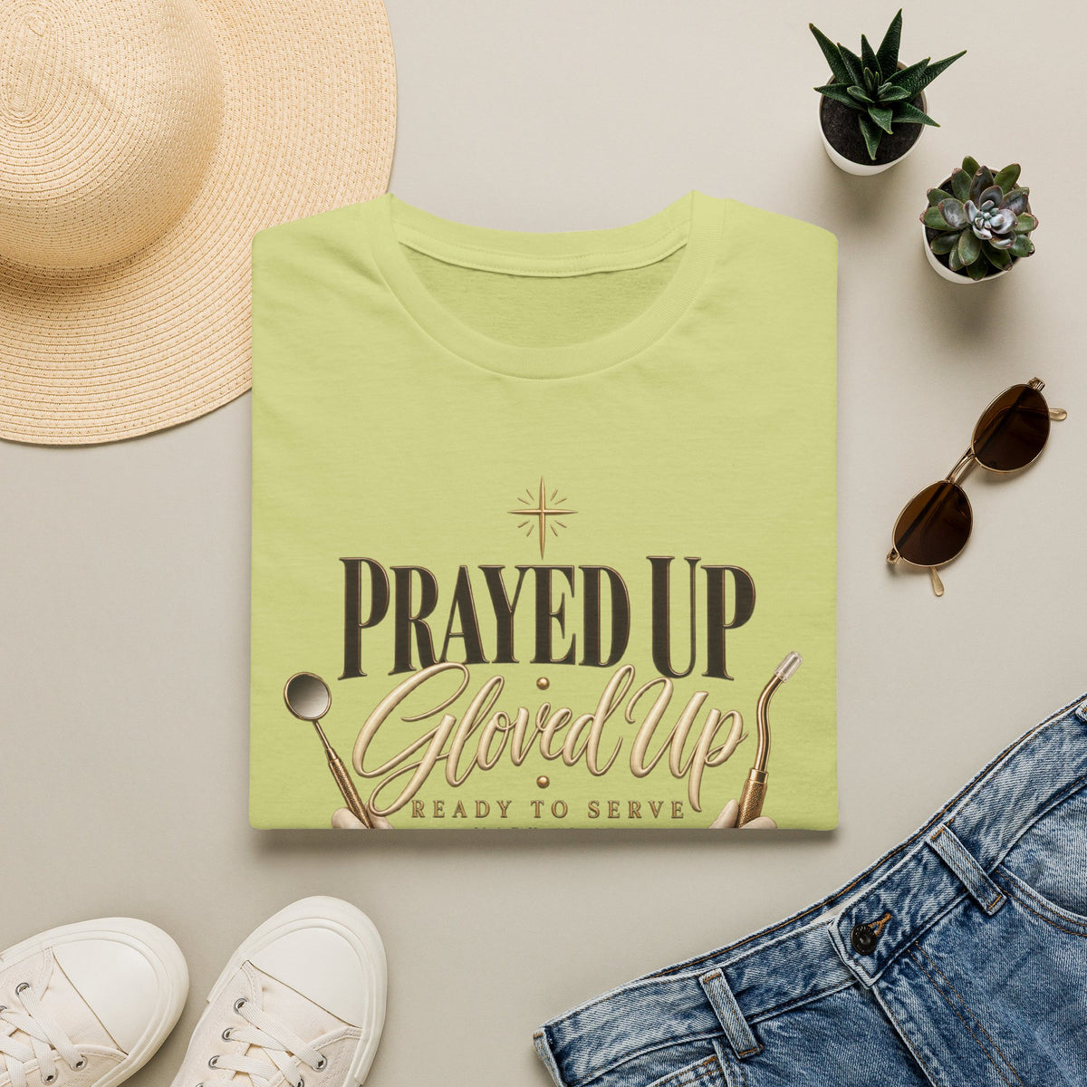 Prayed Up Gloved Up “Ready to Serve” Christian Graphic Tee