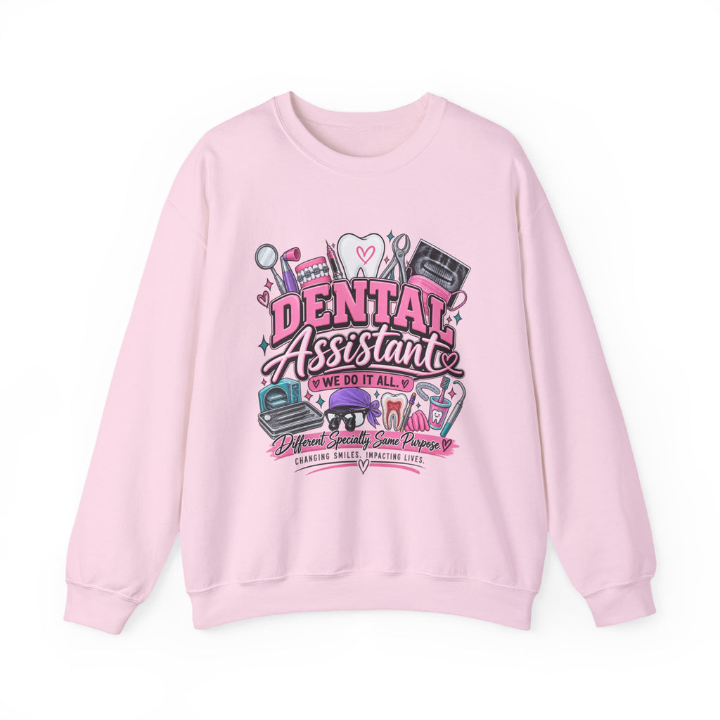 Dental Assistant Crewneck Sweatshirt — Cute Pink Medical Tools Design