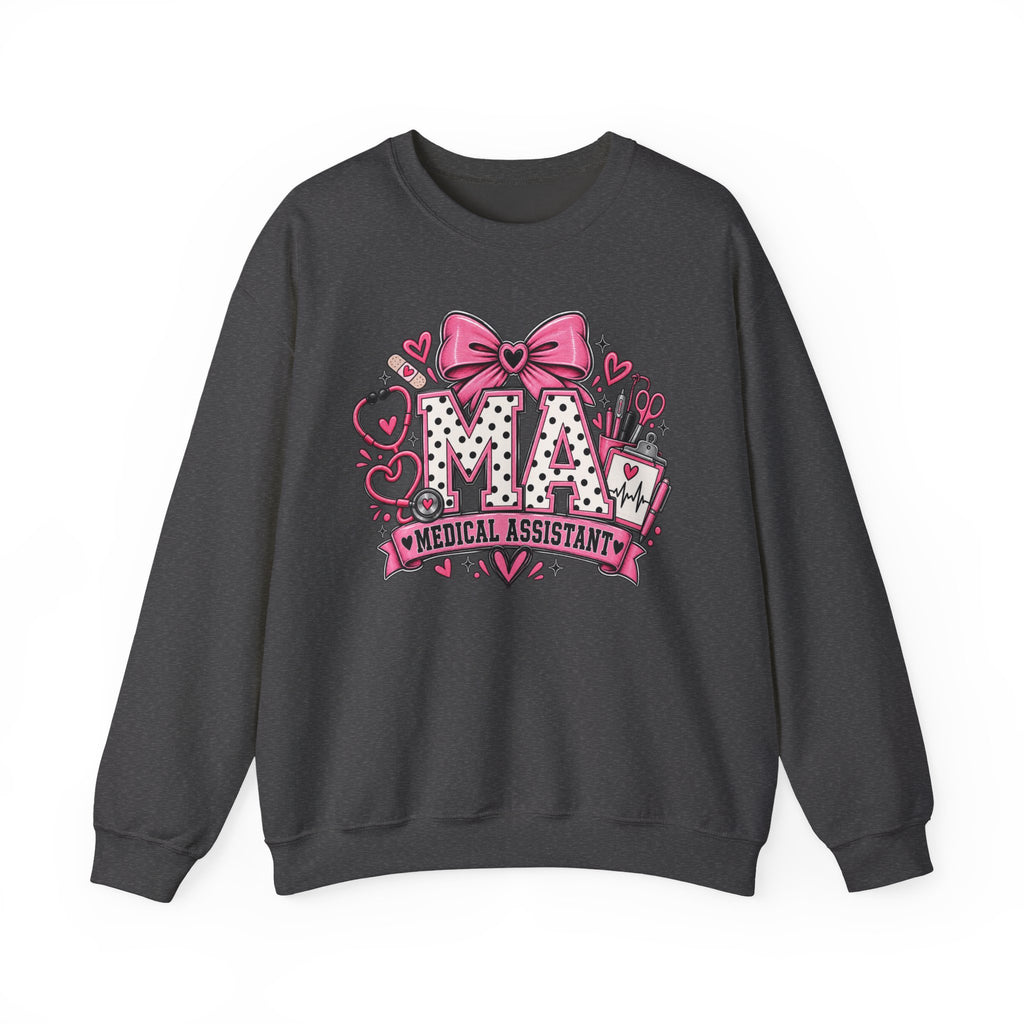 Medical Assistant Crewneck Sweatshirt — Cute Pink MA Design