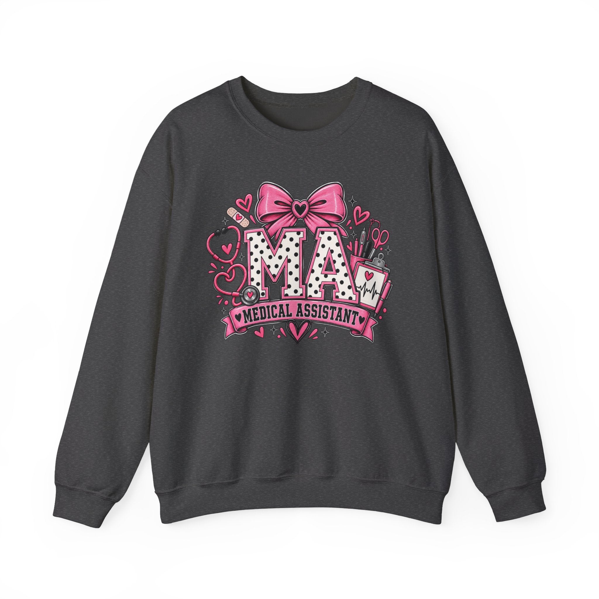 Medical Assistant Crewneck Sweatshirt — Cute Pink MA Design