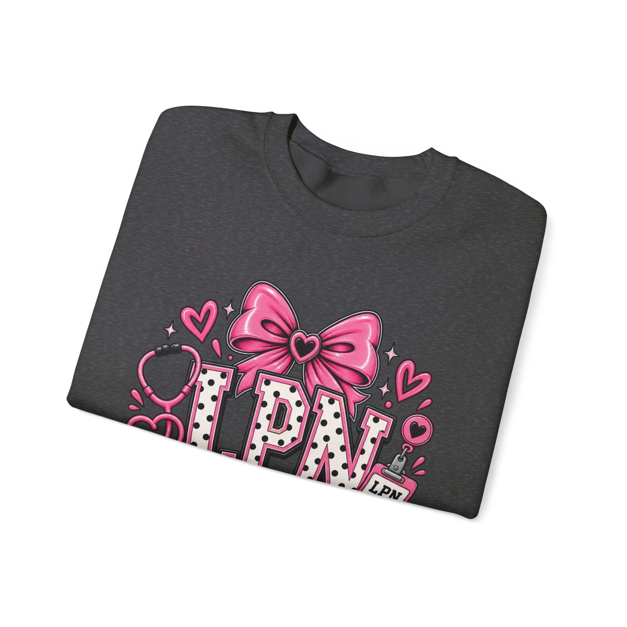 LPN Licensed Practical Nurse Pink Bow Crewneck Sweatshirt