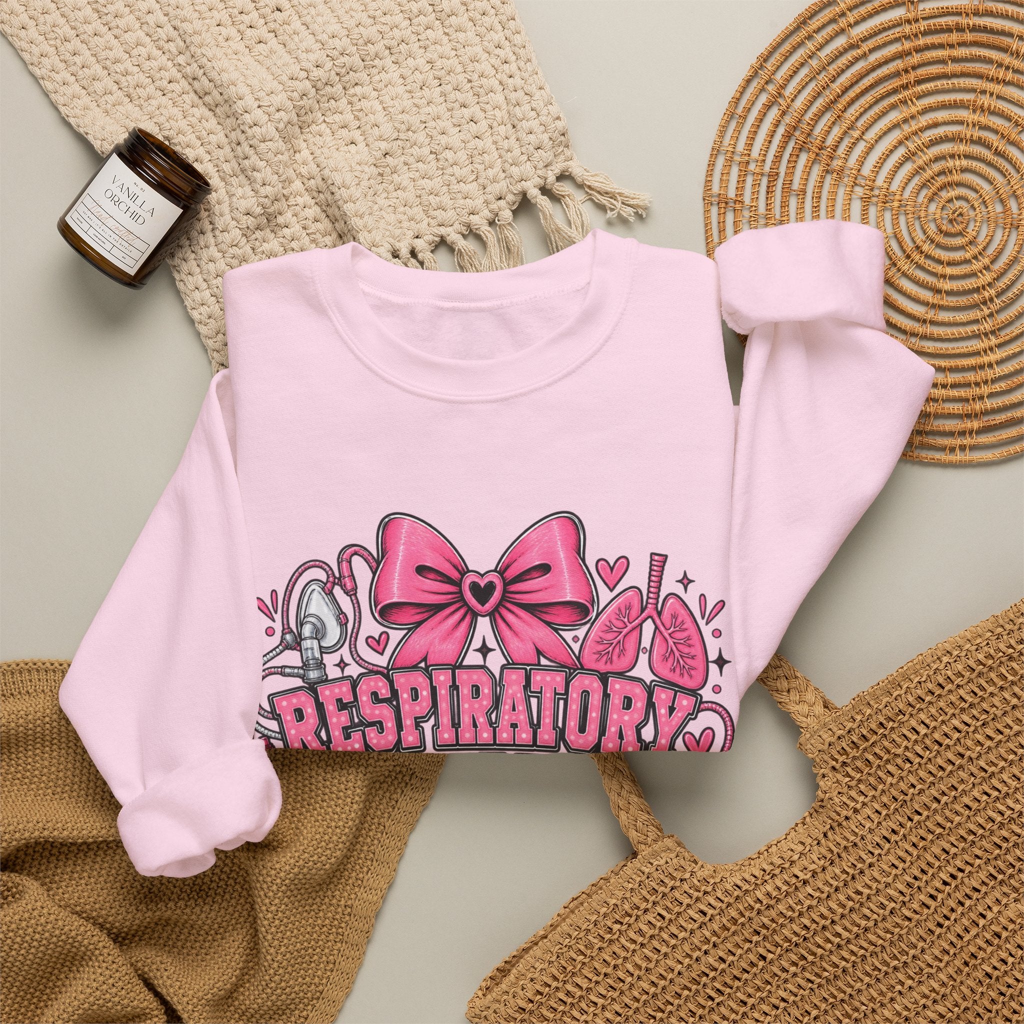 Respiratory Therapist Student Crewneck Sweatshirt — Pink Medical School Gift