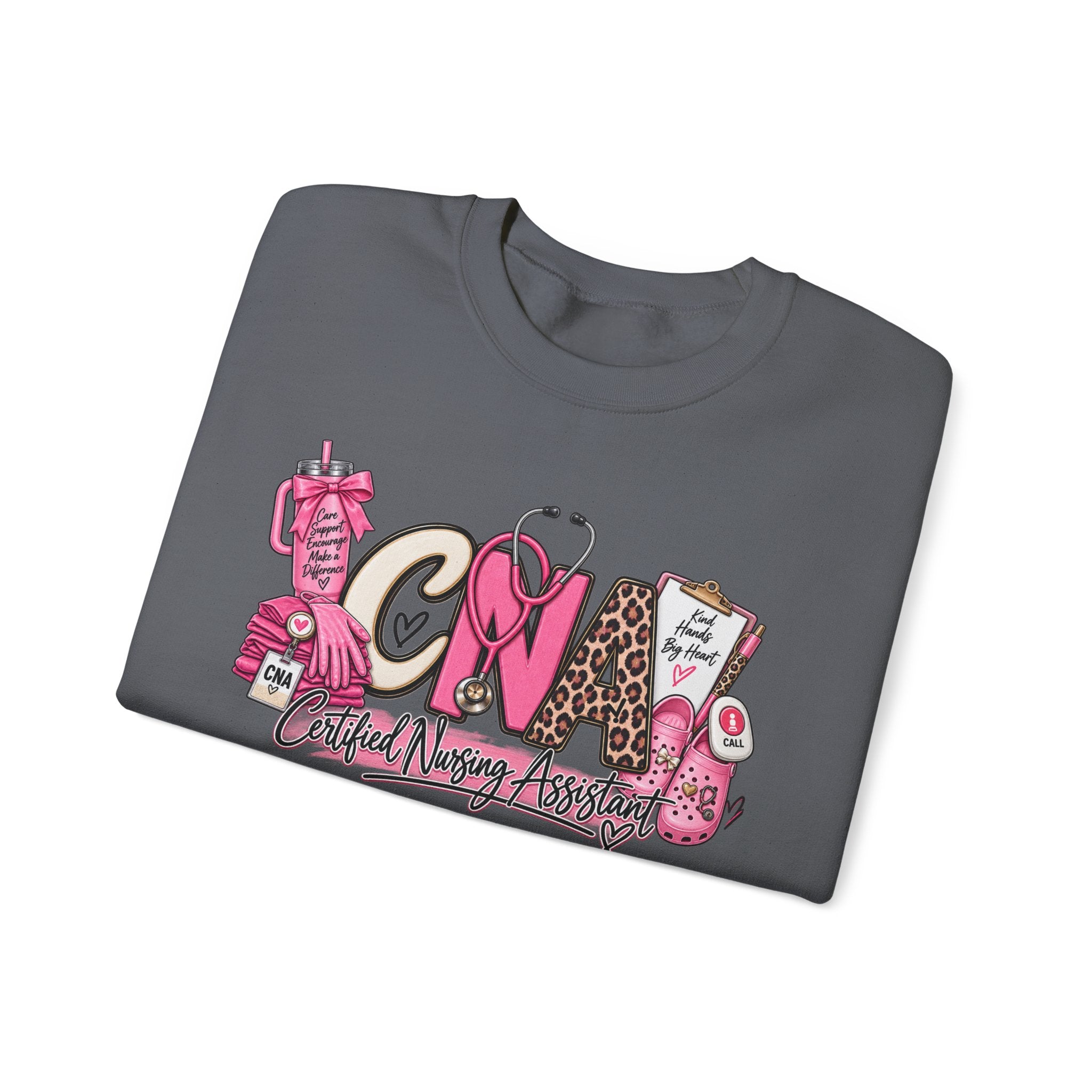 CNA Crewneck Sweatshirt – Cute Pink Certified Nursing Assistant Design