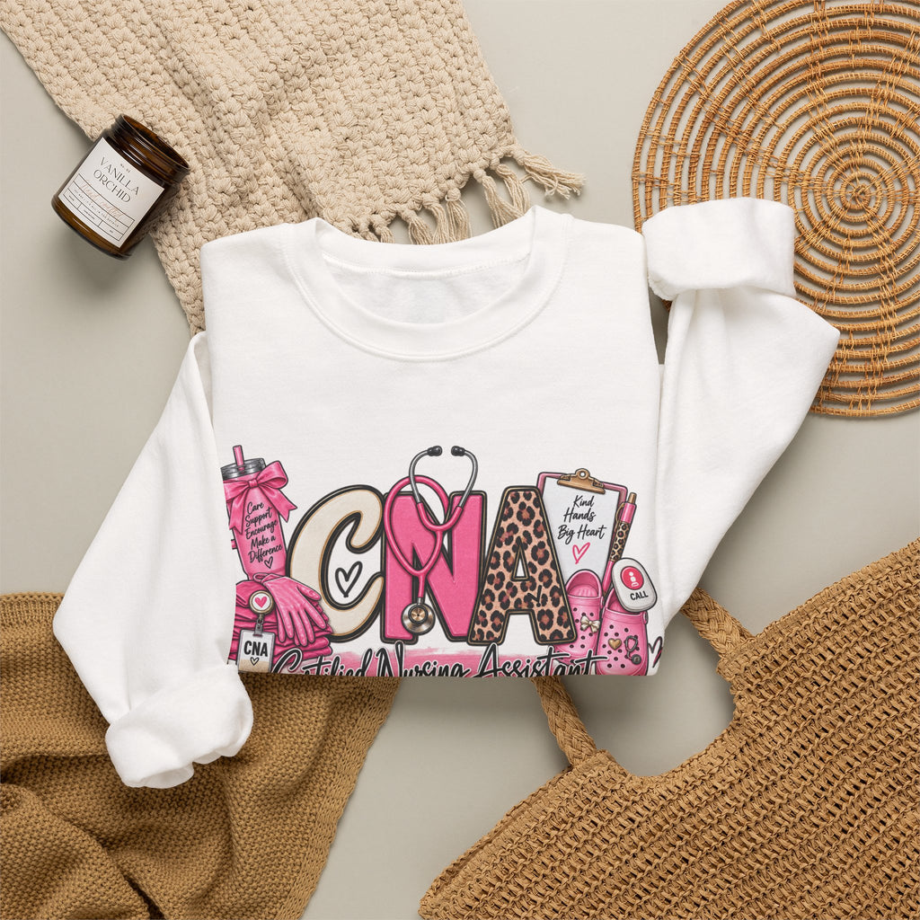 CNA Crewneck Sweatshirt – Cute Pink Certified Nursing Assistant Design