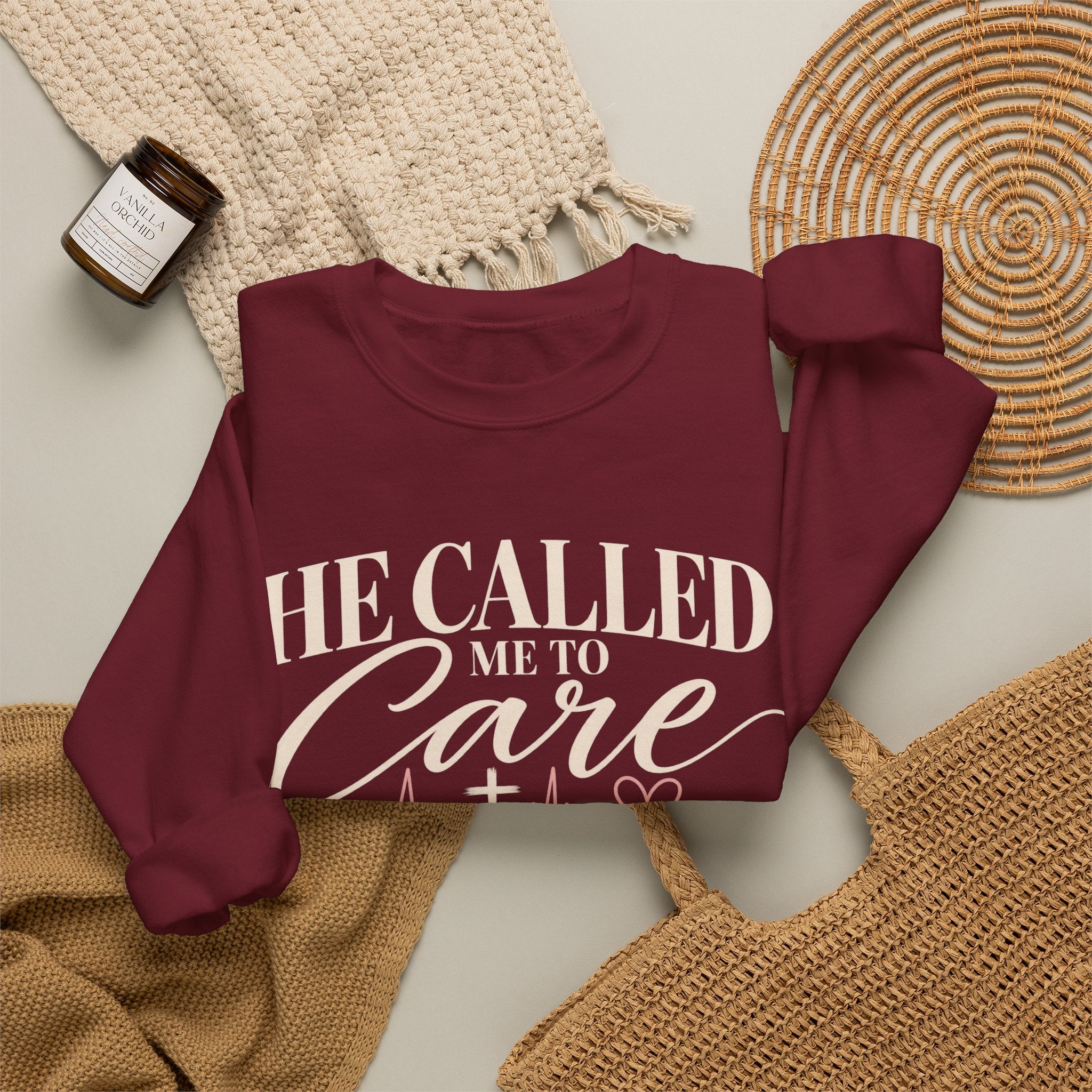 He Called Me to Care Sweatshirt — Christian Nurse Healthcare Crewneck