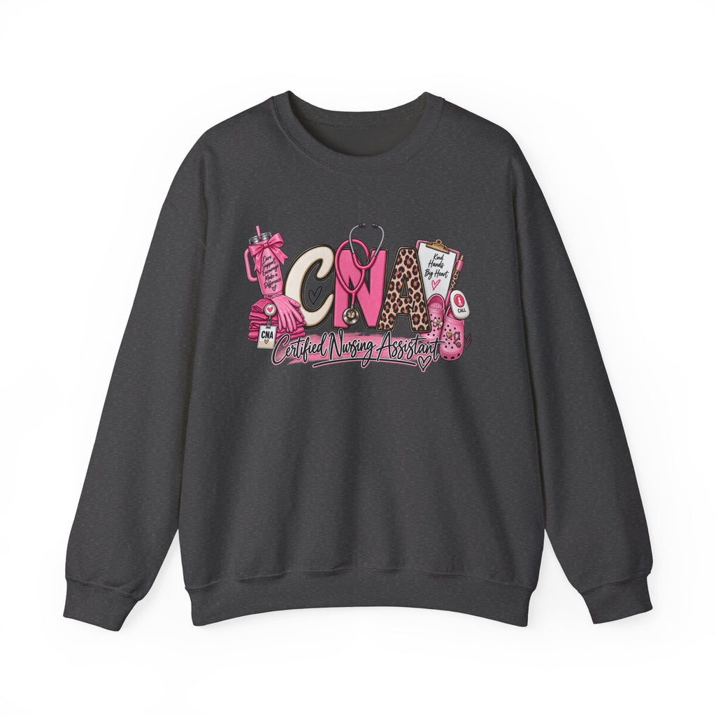 CNA Crewneck Sweatshirt – Cute Pink Certified Nursing Assistant Design