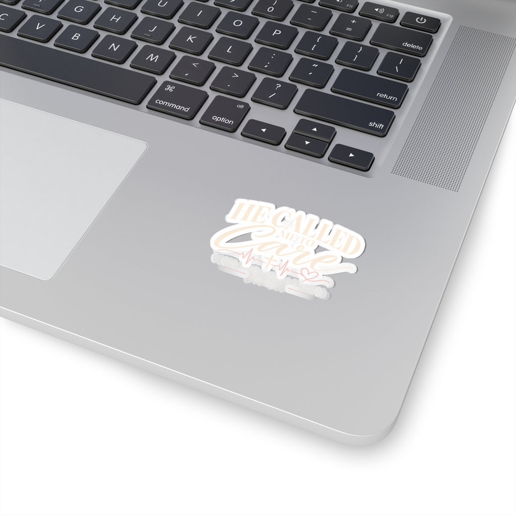 Sticker — "He Called Me to Care" Faith Nurse Heartbeat Kiss-Cut Sticker