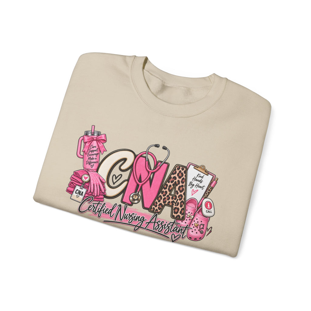 CNA Crewneck Sweatshirt – Cute Pink Certified Nursing Assistant Design