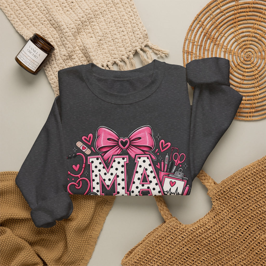 Medical Assistant Crewneck Sweatshirt — Cute Pink MA Design