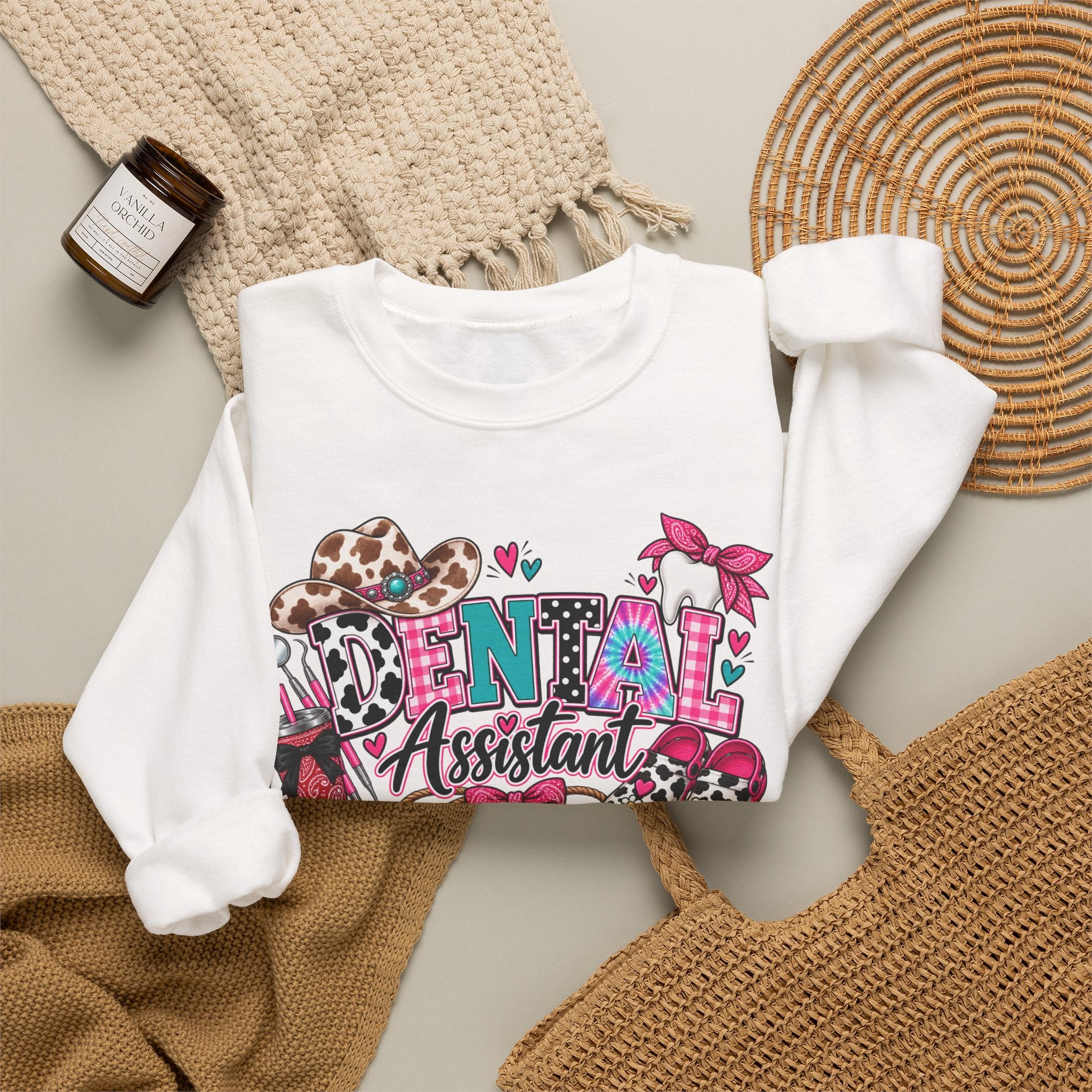 Southern Belle DA Sweatshirt — Cute Leopard & Floral Dental Design