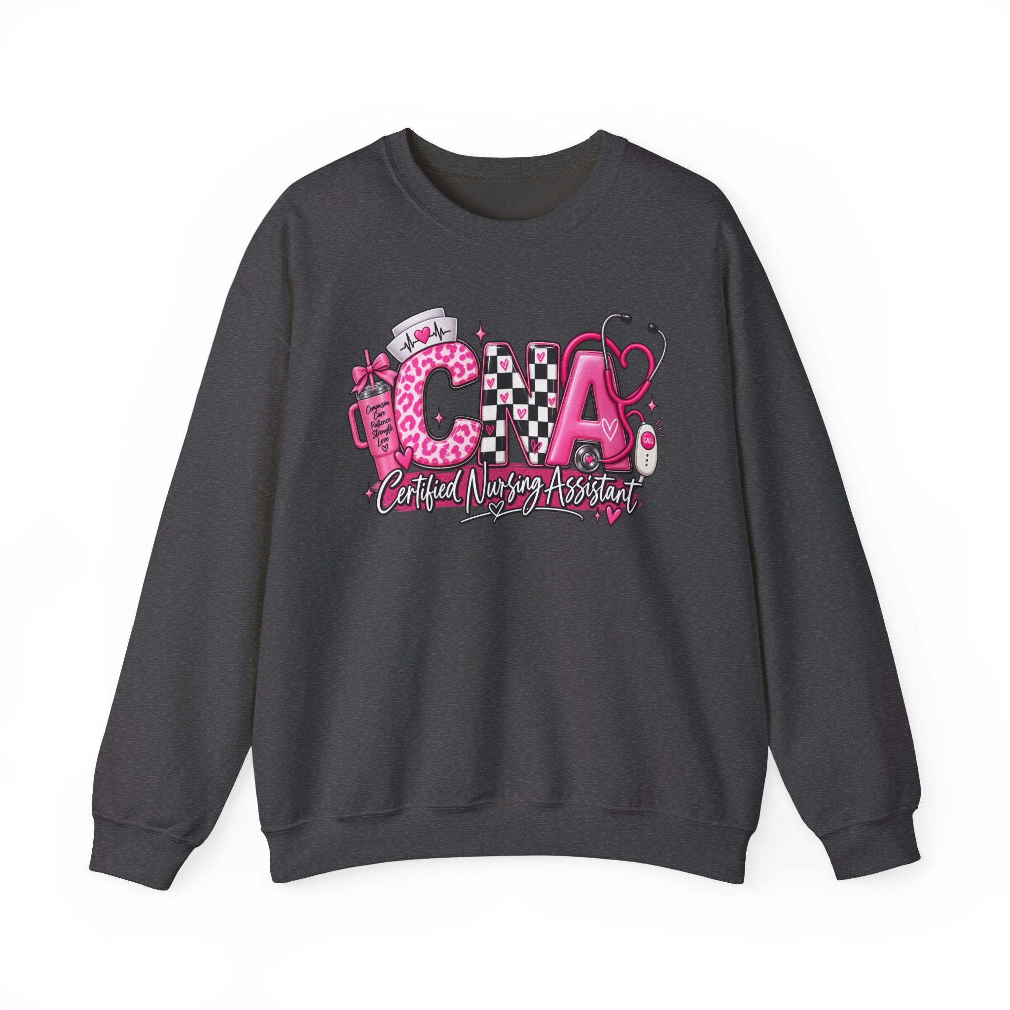 CNA Crewneck Sweatshirt – Pink Nursing Assistant Graphic Pullover