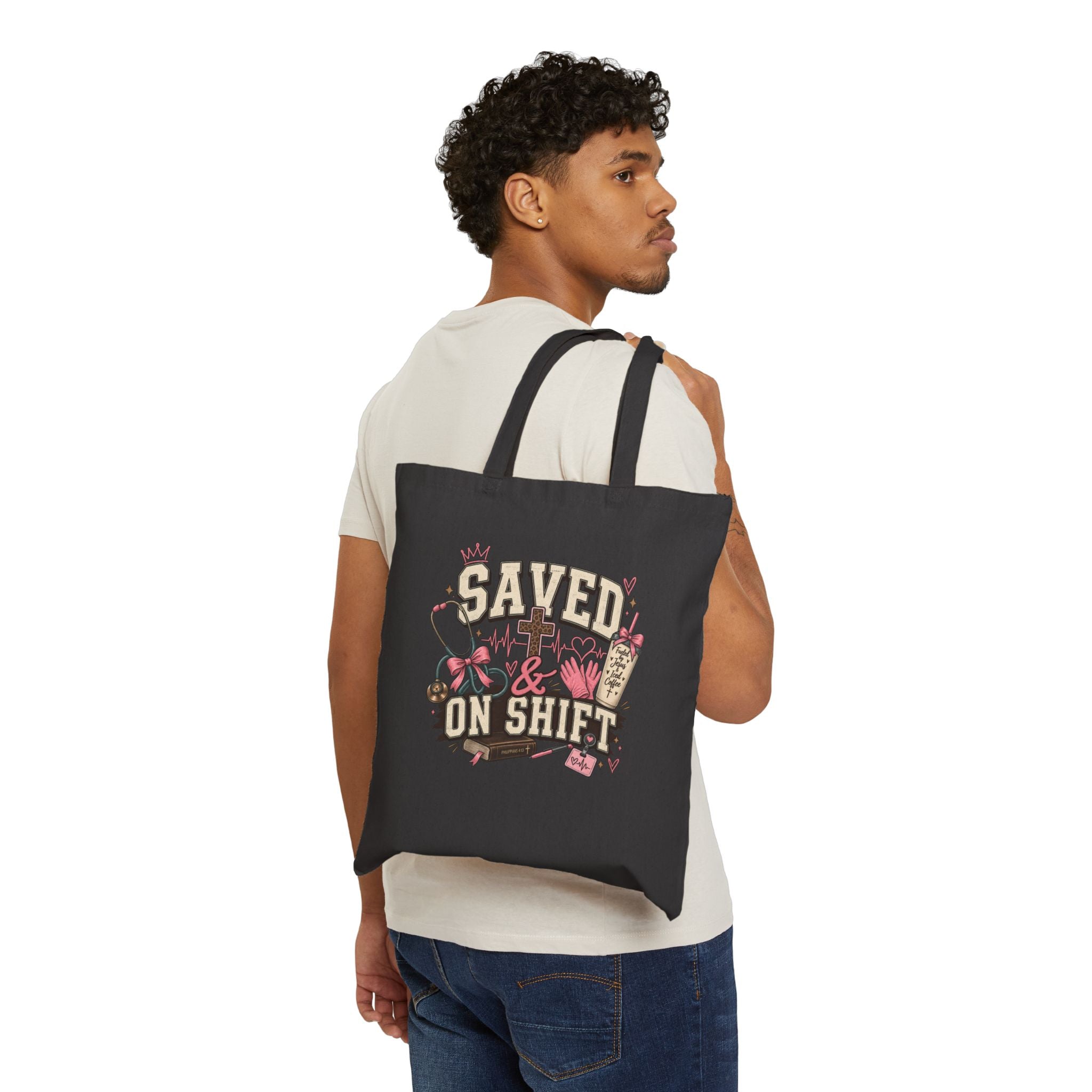 Saved On Shift Canvas Tote Bag — Nurse & Healthcare Worker Gift