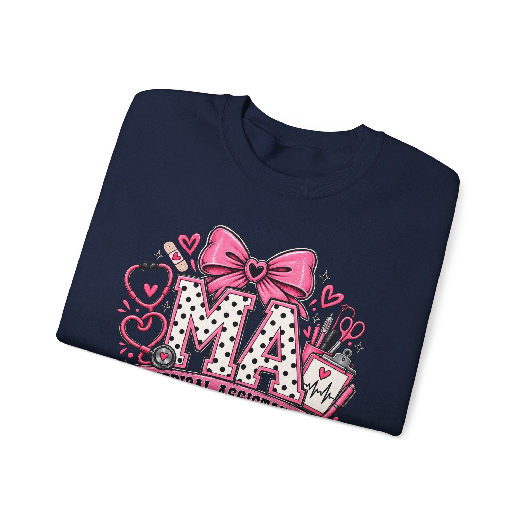Medical Assistant Crewneck Sweatshirt — Cute Pink MA Design