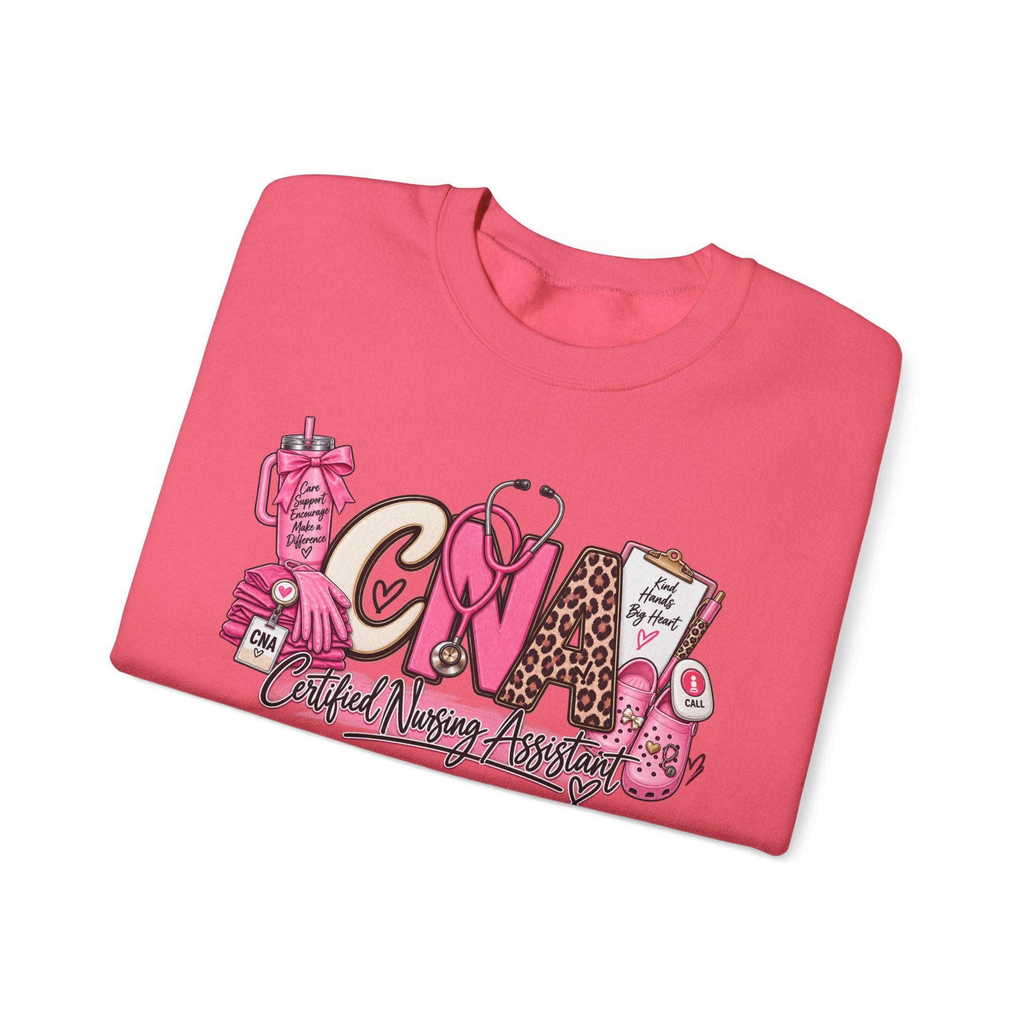 CNA Crewneck Sweatshirt – Cute Pink Certified Nursing Assistant Design