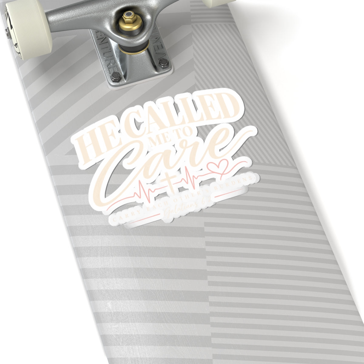 Sticker — "He Called Me to Care" Faith Nurse Heartbeat Kiss-Cut Sticker