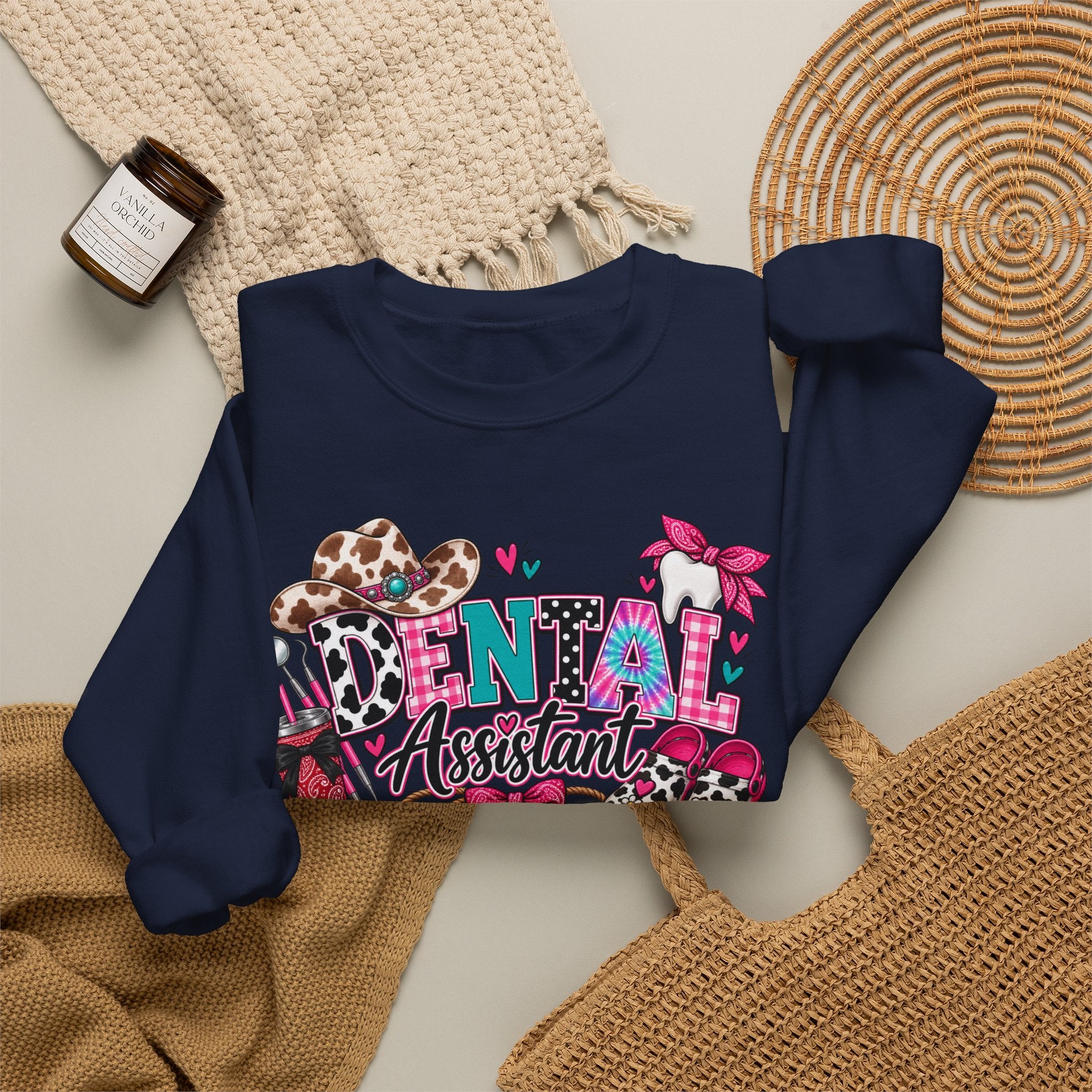 Southern Belle DA Sweatshirt — Cute Leopard & Floral Dental Design