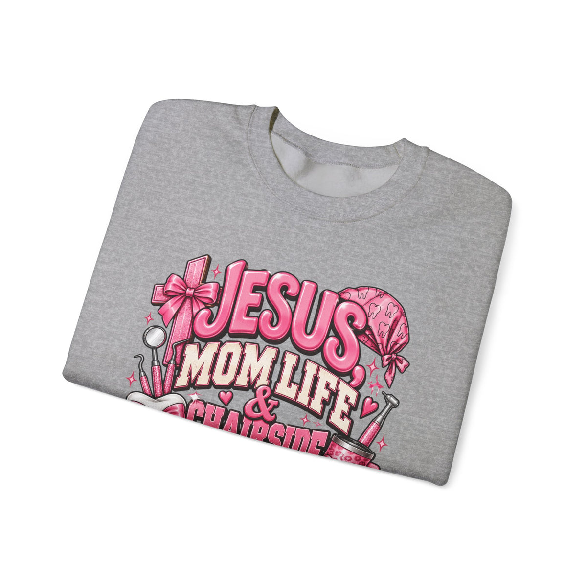 Mom Life & Chairside Chaos Sweatshirt — Jesus Mom Life Graphic Crewneck