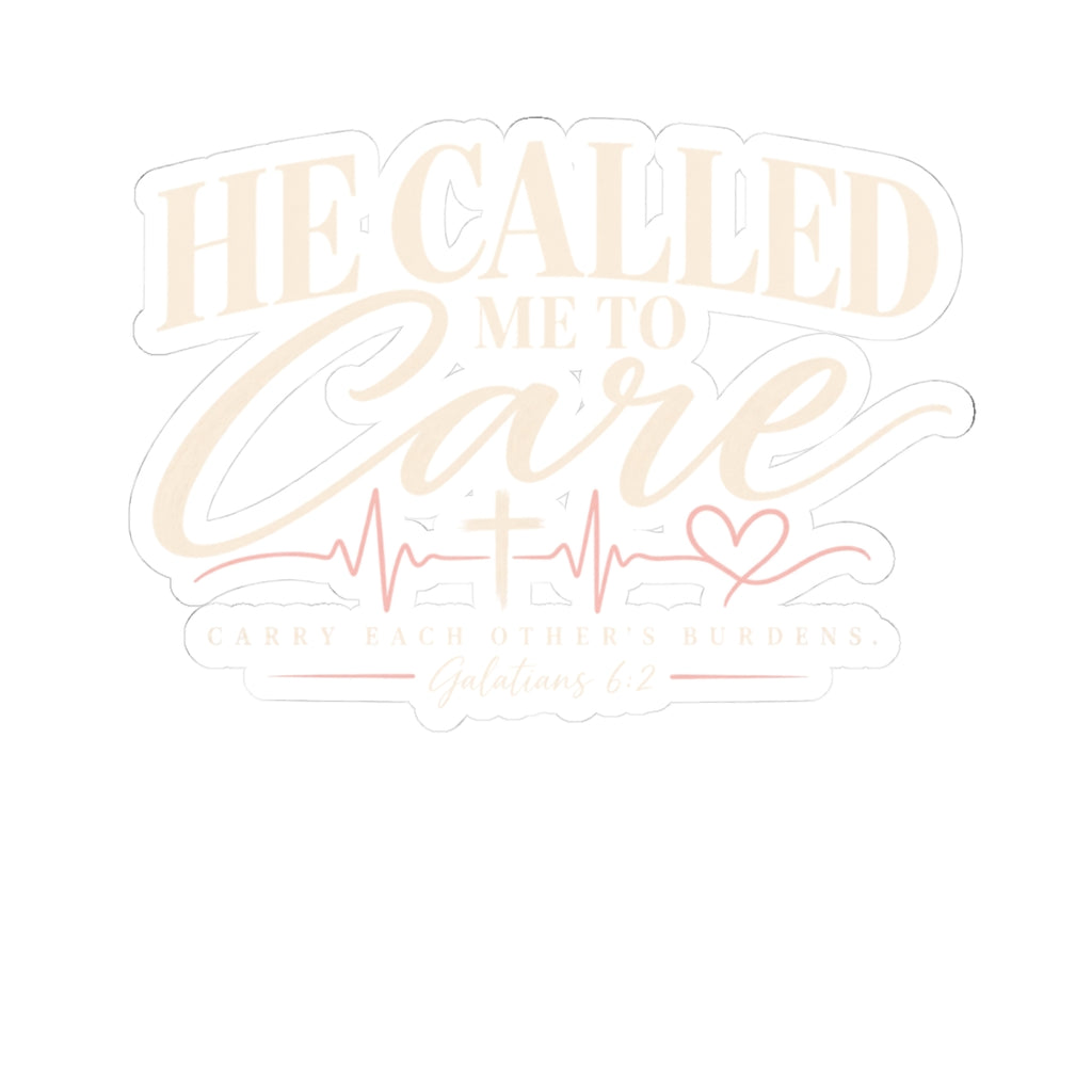 Sticker — "He Called Me to Care" Faith Nurse Heartbeat Kiss-Cut Sticker