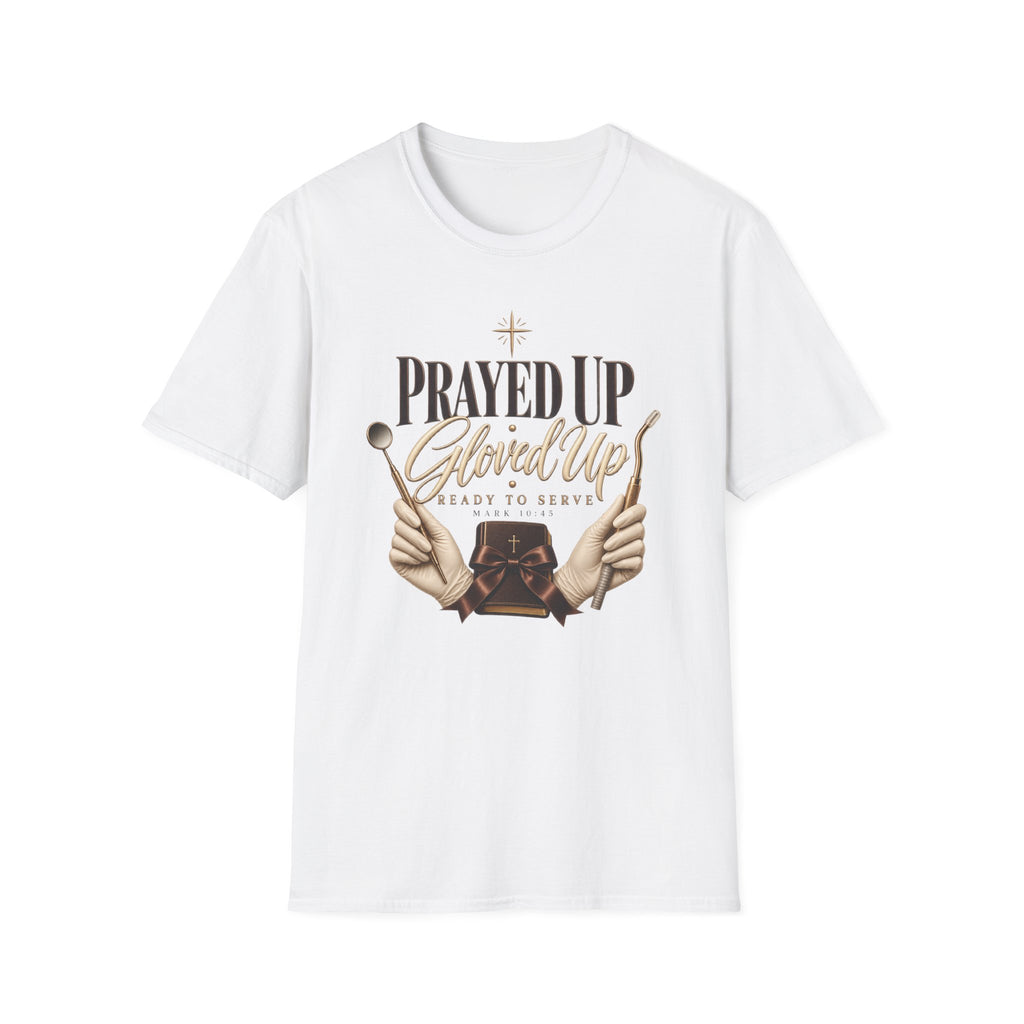 Prayed Up Gloved Up “Ready to Serve” Christian Graphic Tee